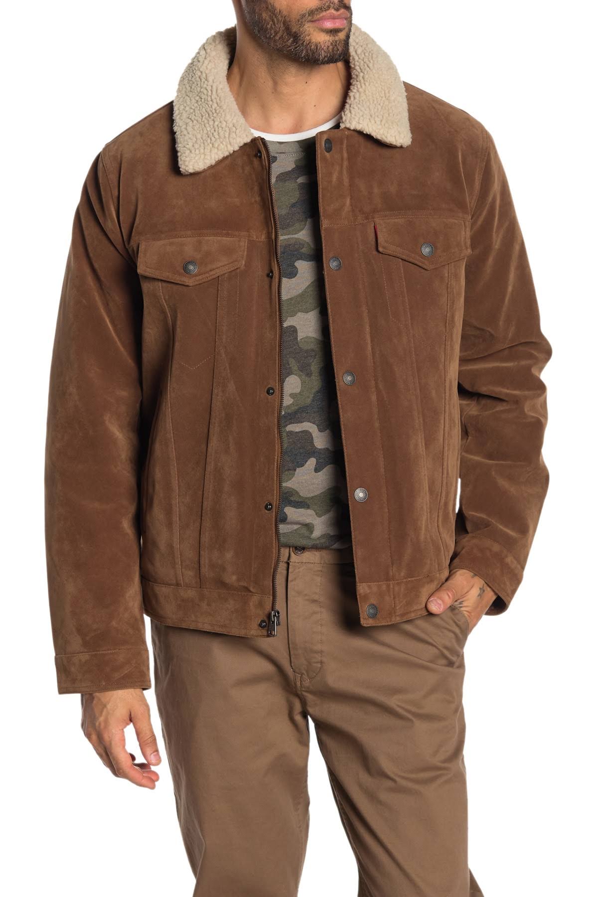 Levi's Cognac Sherpa-Lined Faux Suede Trucker Jacket - Cognac RC_0Z5Q2ZWY