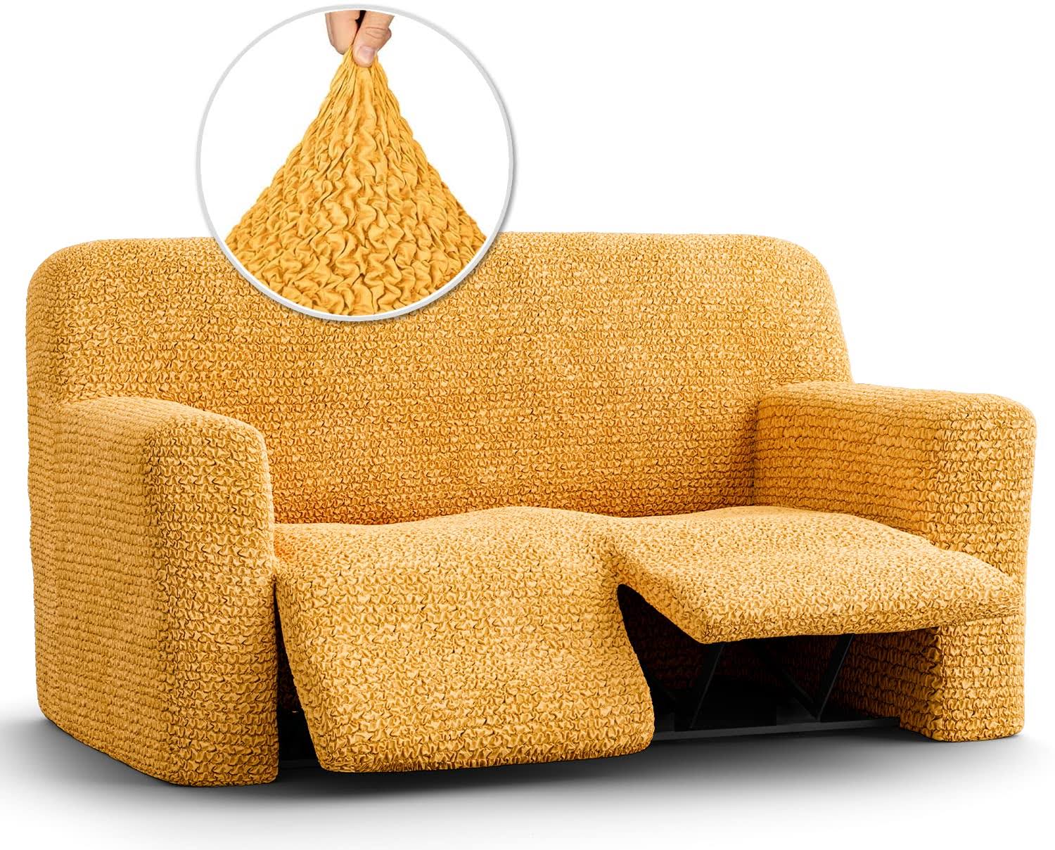 Paulato By Ga.I.Co. Stretch Recliner 2 Seater Sofa Cover For Recliner Loveseat - Solid Mango, Size: Reclining Loveseat, 93_CQYFQOFM
