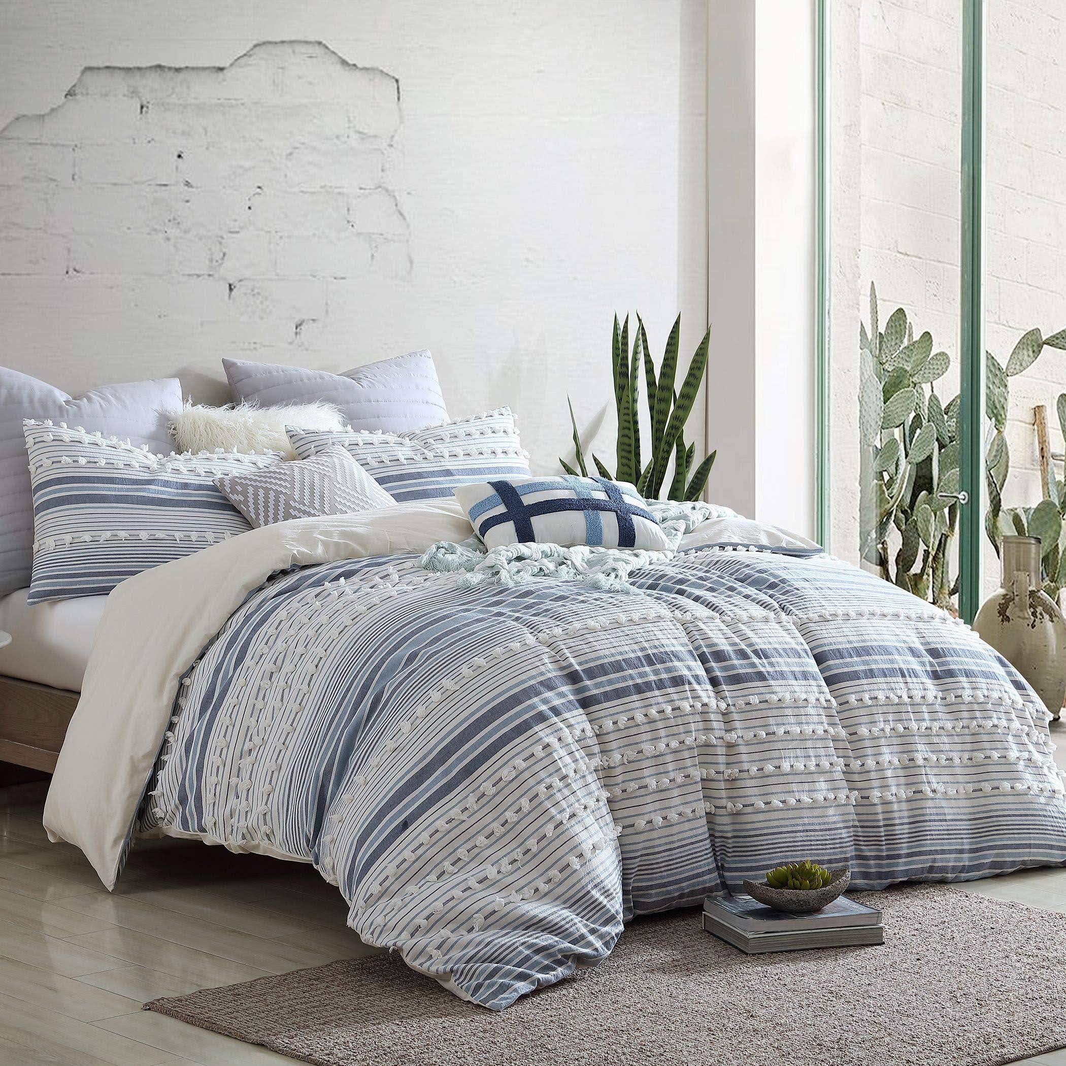 Swift Home Anahita Washed Yarn-Dyed 100 % Cotton Dobby Clip Dot 5-Piece Comforter Set, King/Cal OQ_KZHV1DTT