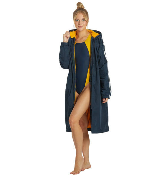Sporti Striped Comfort Fleece-Lined Swim Parka - Navy Shell/Red Lining Medium Coat | Polyester - Swimoutlet.NZ_GOZNCRN2