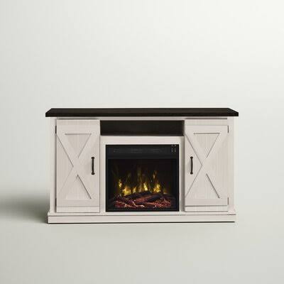 Lorraine Tv Stand For Tvs Up To 55 With Electric Fireplace Included Three Posts Color: Ivory/D5_EKVKCQVU