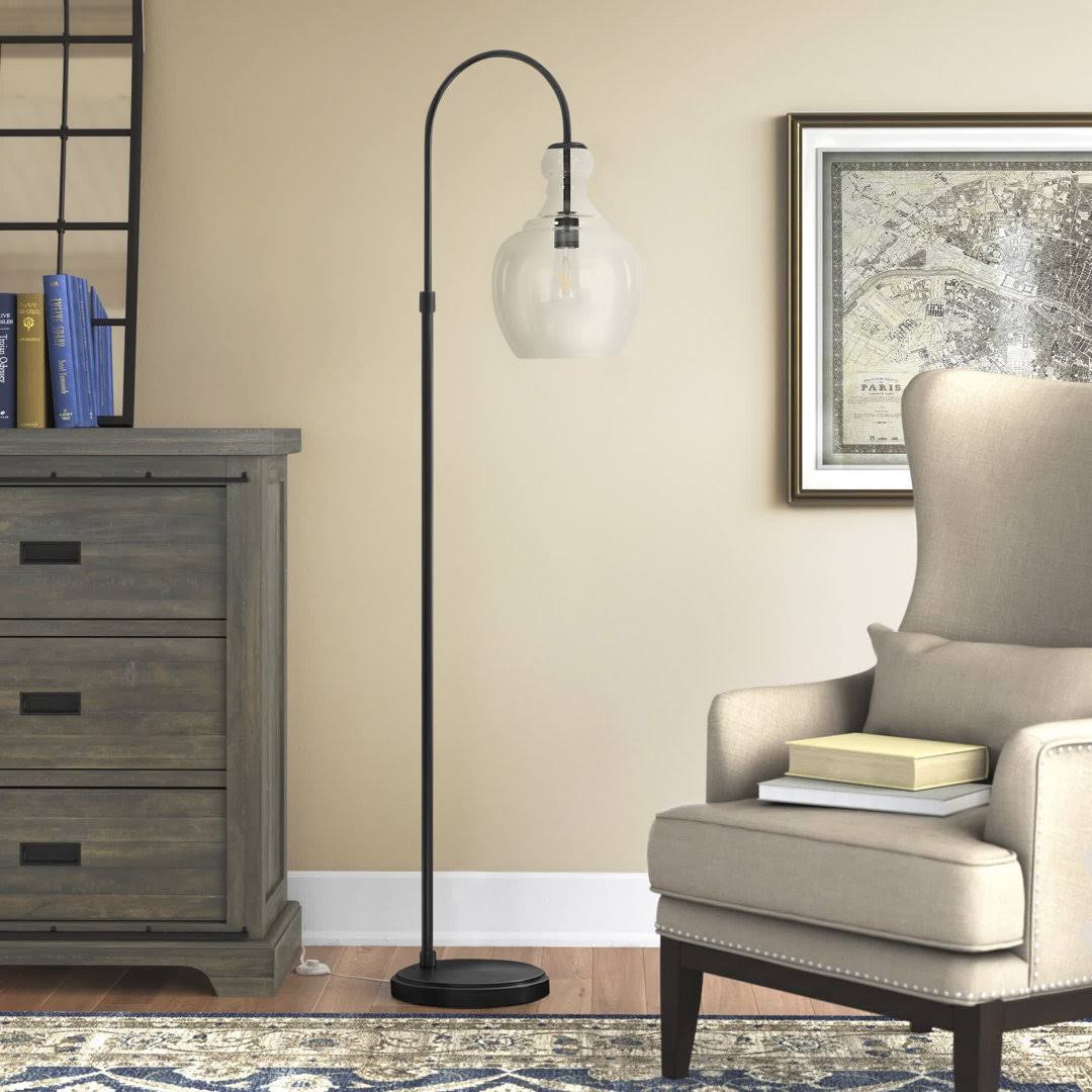 Alden 70 Arched Floor Lamp Beachcrest Home Base Finish: Blackened Bronze, Shade Color: MM_ZAJ8C9YS