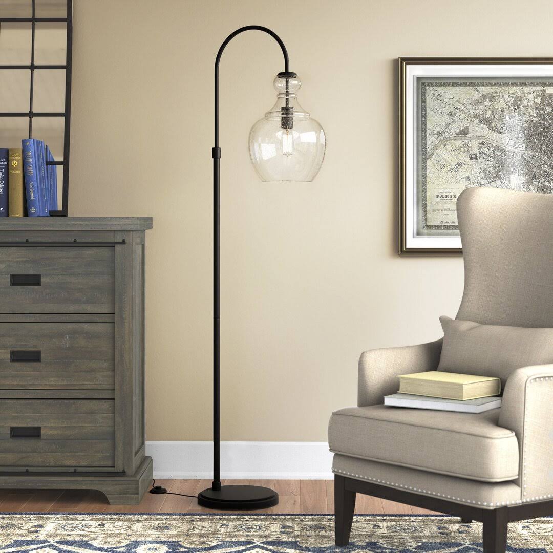 Alden 70 Arched Floor Lamp Beachcrest Home Base Finish: Blackened Bronze, Shade Color: MM_ZAJ8C9YS
