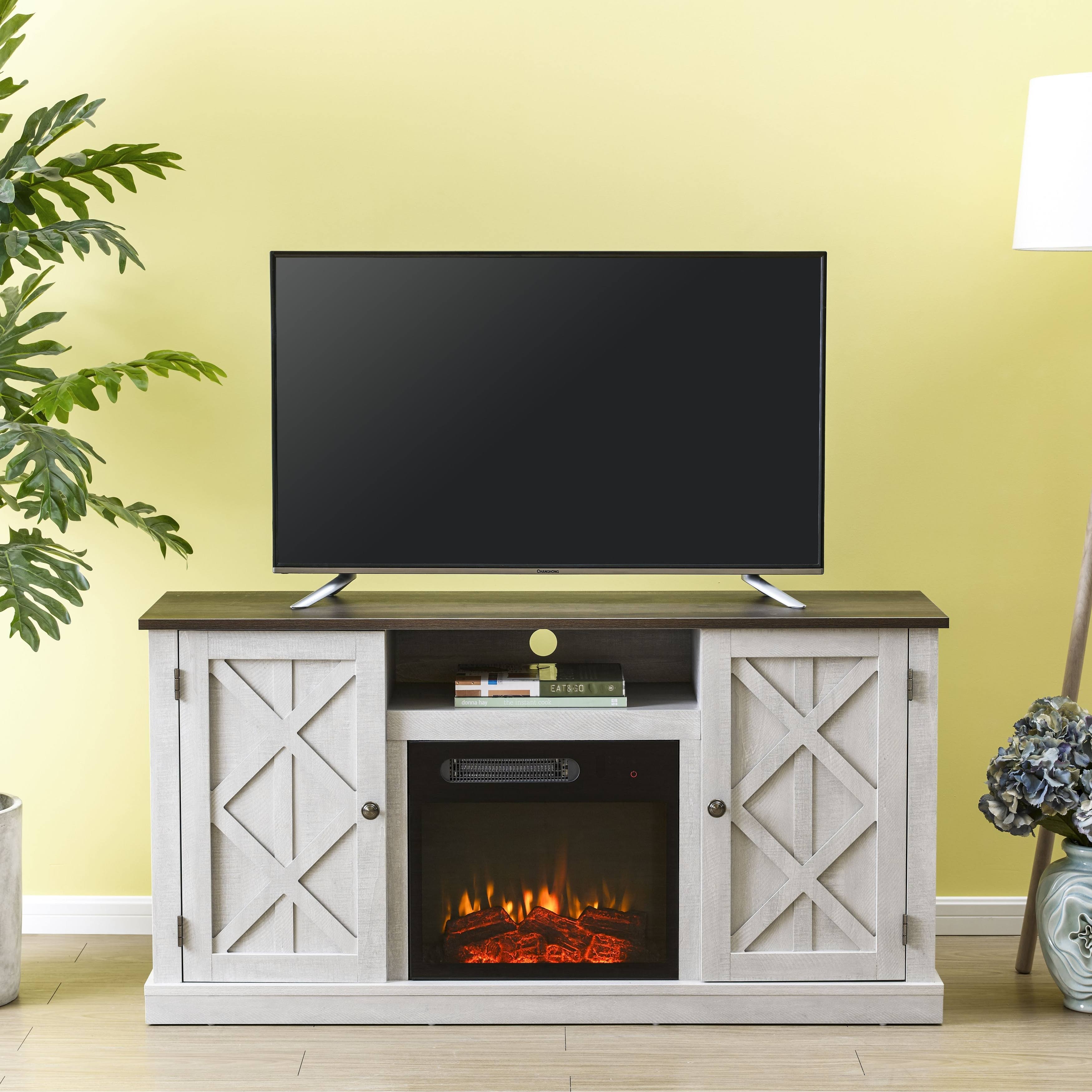 54 In. Charcoal Tv Stand For Tvs Up To 60 In. With Electric N8_WFEYUTYX