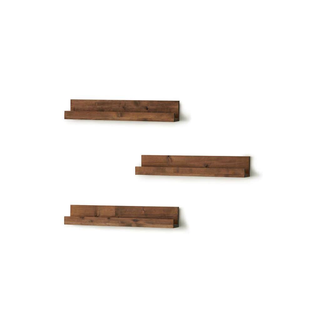 4 In. X 28 In. X 4.75 In. Walnut Solid Wood Nursery Floating Bookshelves (Set Of 3) WE_SOE8URJB