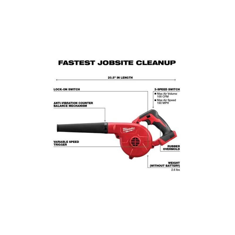 Milwaukee 0884-20 M18 18 Volt Cordless Compact Yard Leaf BS_UVA2WISP