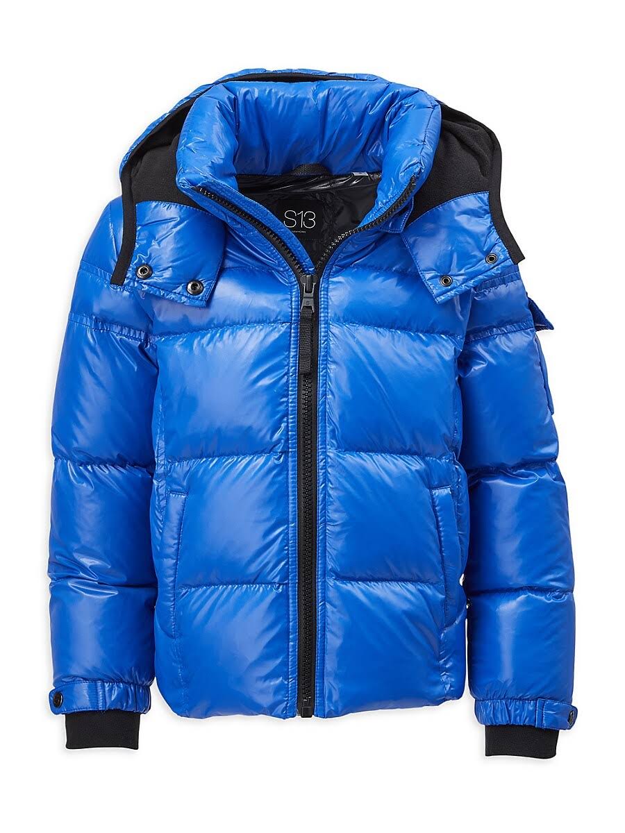S13 BoyS Glossy Hooded Puffer Jacket - Cobalt - Size PK_NKTOX3CJ