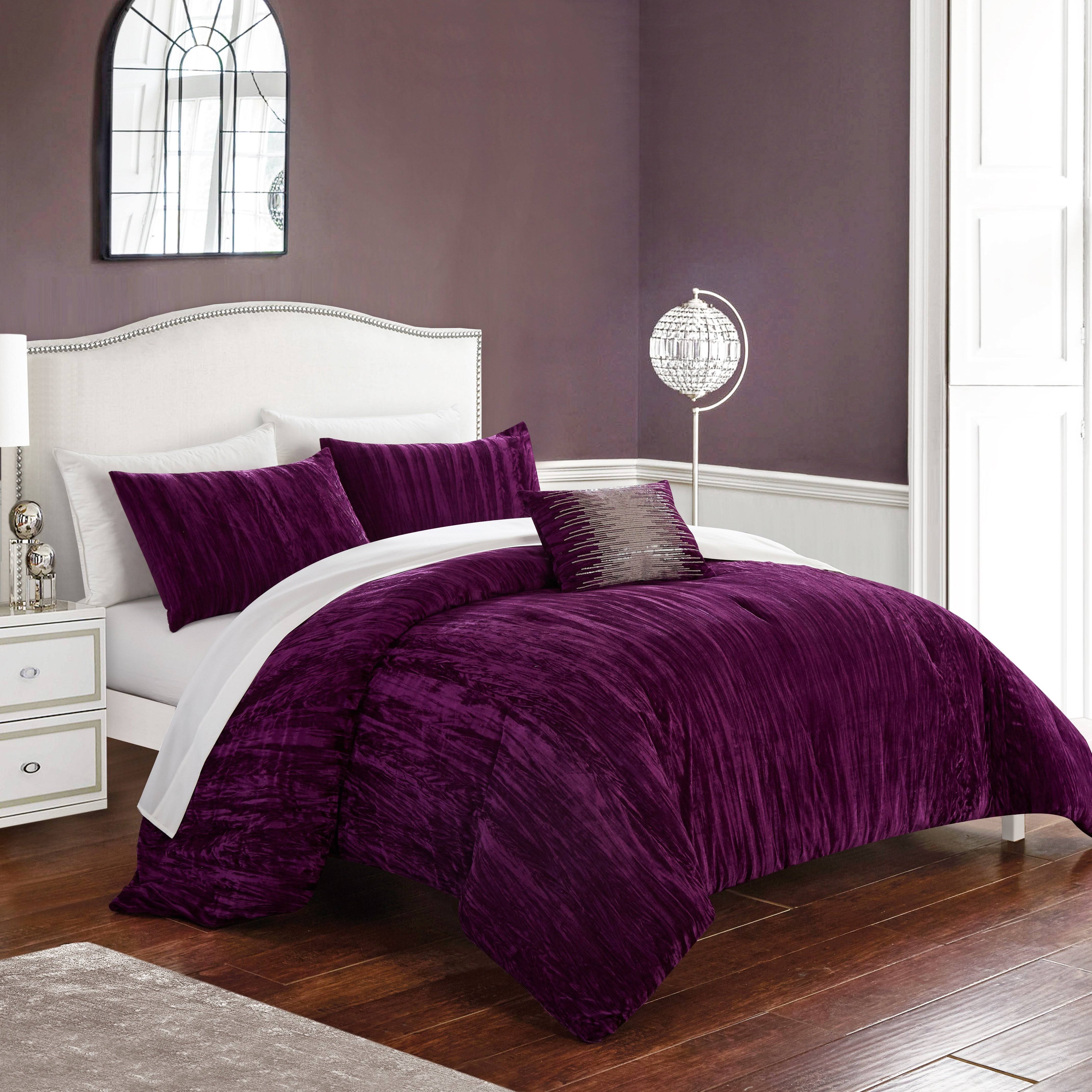 Chic Home Westmont 4 Piece Velvet Comforter Set Plum SA_B9OR1OZG