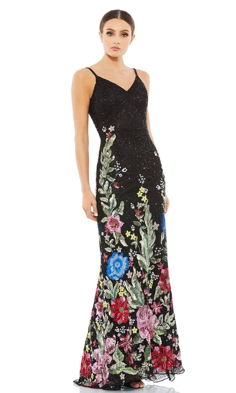 Mac Duggal Women's Beaded Floral Sheath Gown - Black Multi - Size Q2_UEFEL1QP