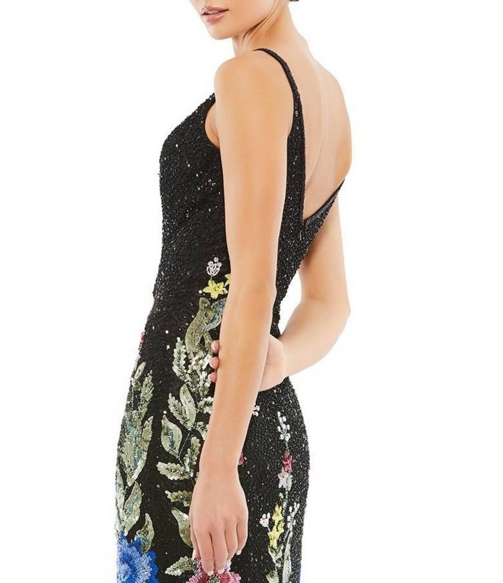 Mac Duggal Women's Beaded Floral Sheath Gown - Black Multi - Size Q2_UEFEL1QP