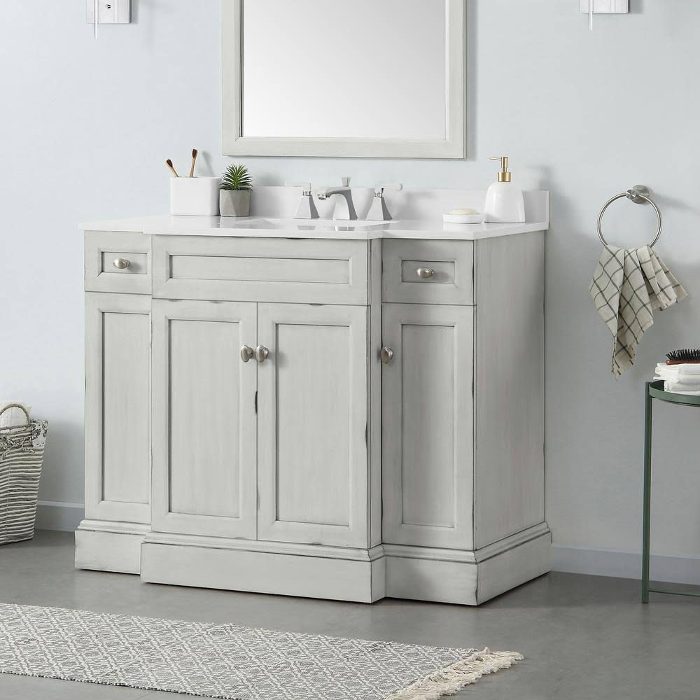 Home Decorators Collection Teagen 42 In. W Bath Vanity In Vintage Grey With Cultured Stone Vanity Top In White With White ML_JUYNTRO6