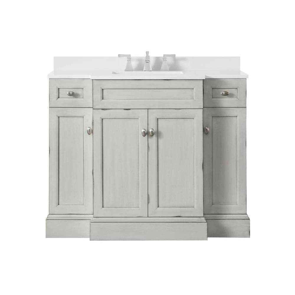 Home Decorators Collection Teagen 42 In. W Bath Vanity In Vintage Grey With Cultured Stone Vanity Top In White With White ML_JUYNTRO6