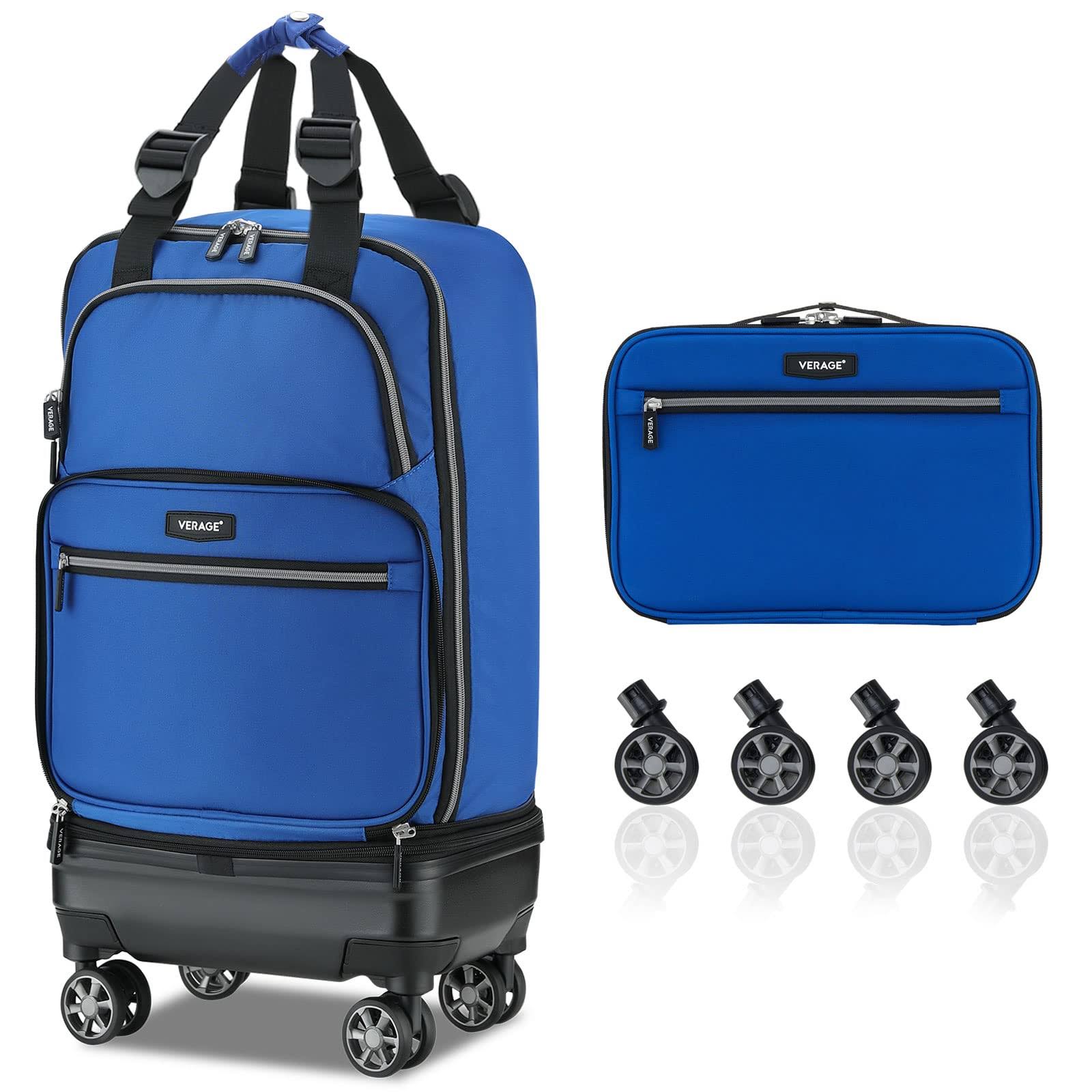 Verage Expandable Foldable Luggage Bag Collapsible Suitcases Rolling Travel Duffel Bag Lightweight Suit Case With Detachable Spinner Wheels(Blue,ZV_BULXKSA2