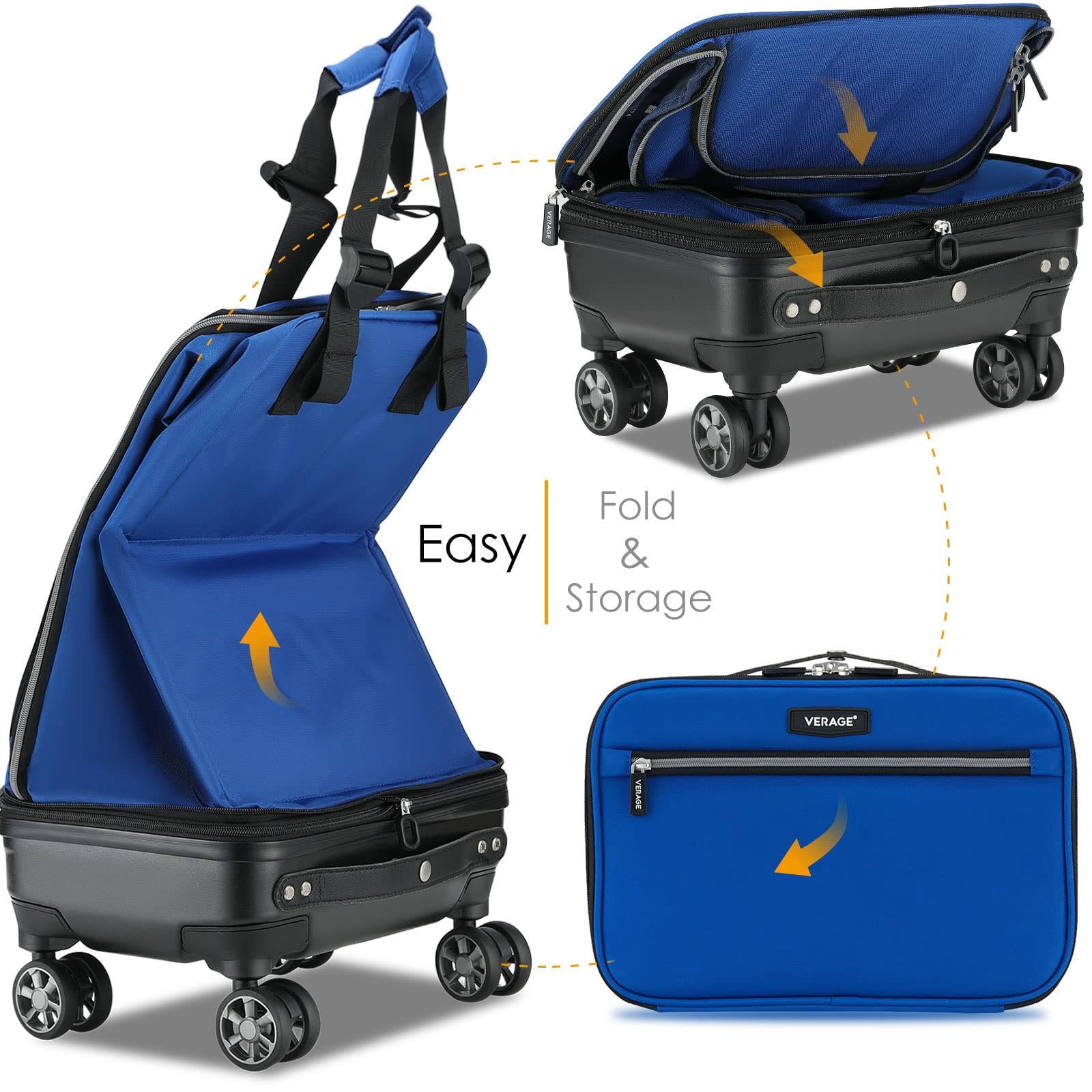 Verage Expandable Foldable Luggage Bag Collapsible Suitcases Rolling Travel Duffel Bag Lightweight Suit Case With Detachable Spinner Wheels(Blue,ZV_BULXKSA2