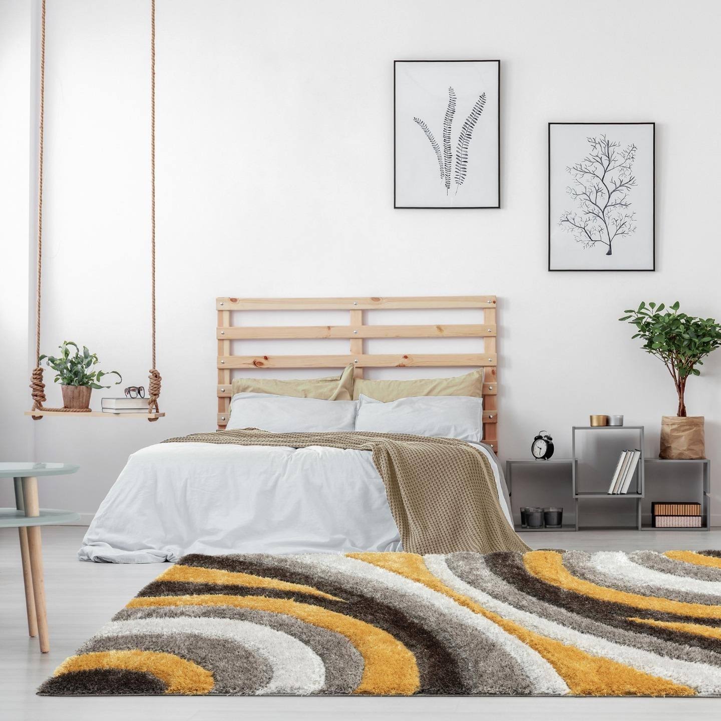 Luxe Weavers Modern Shag Geometric Area Rug, Yellow NQ_EWOGNWM4