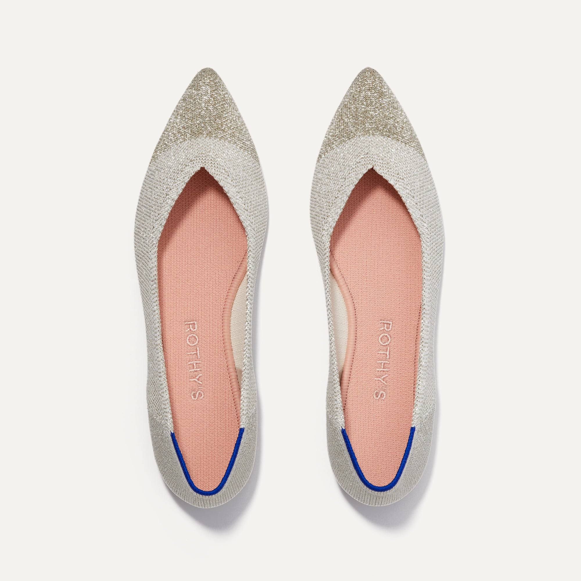 Rothy's Metallic Pointed-Toe Flats, Diamond Metallic, Size BJ_CE1PWJHZ