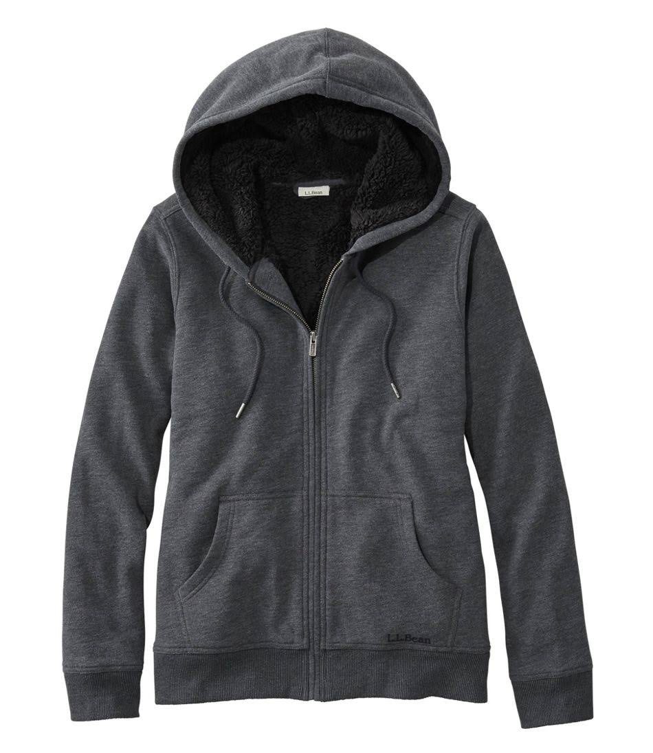 L.L.Bean 1912 Sherpa-Lined Hoodie Women's Clothing Charcoal Heather : GN_VB8WHV5H