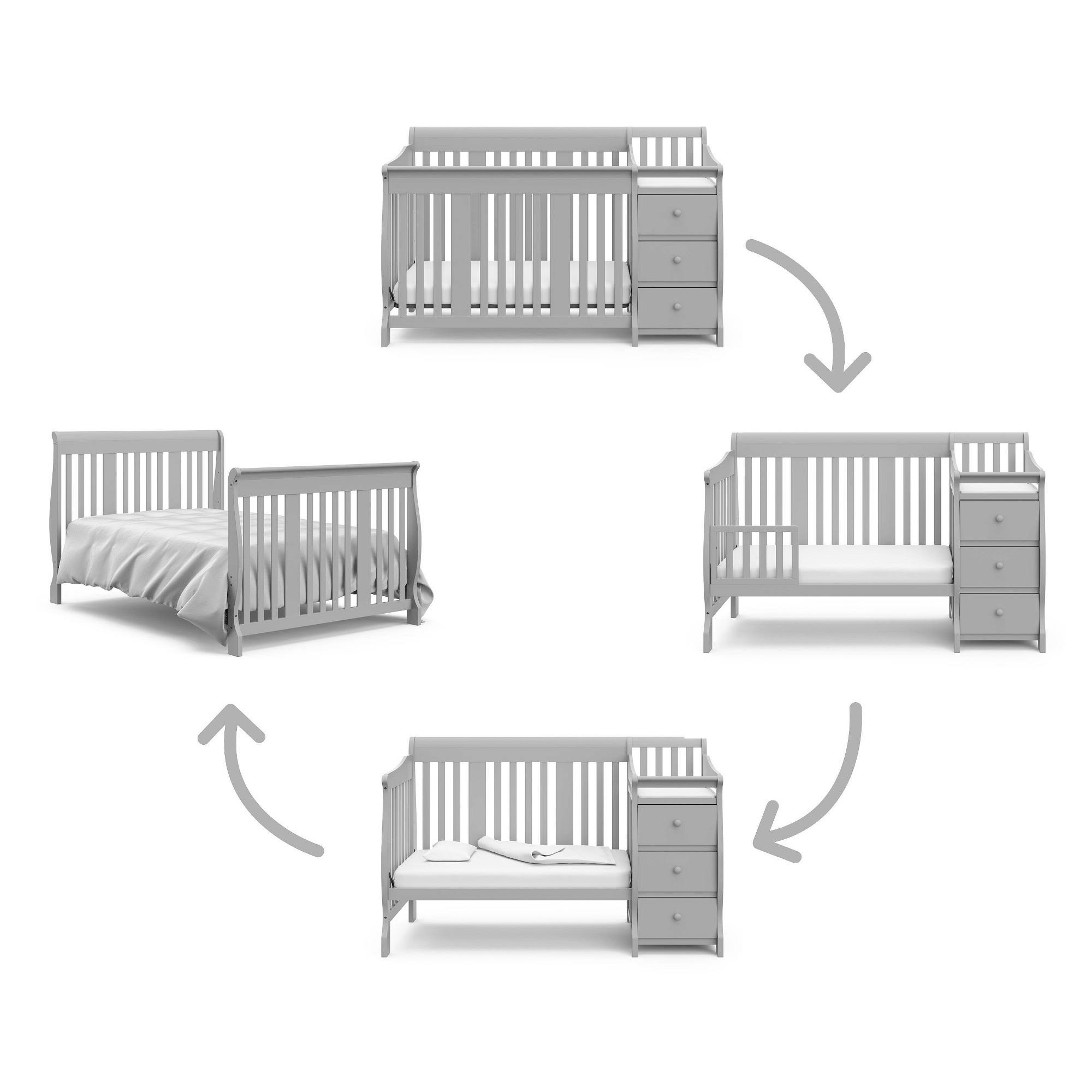 Storkcraft Portofino 4-In-1 Convertible Crib And Changer (Gray) SM_5BVT80FN