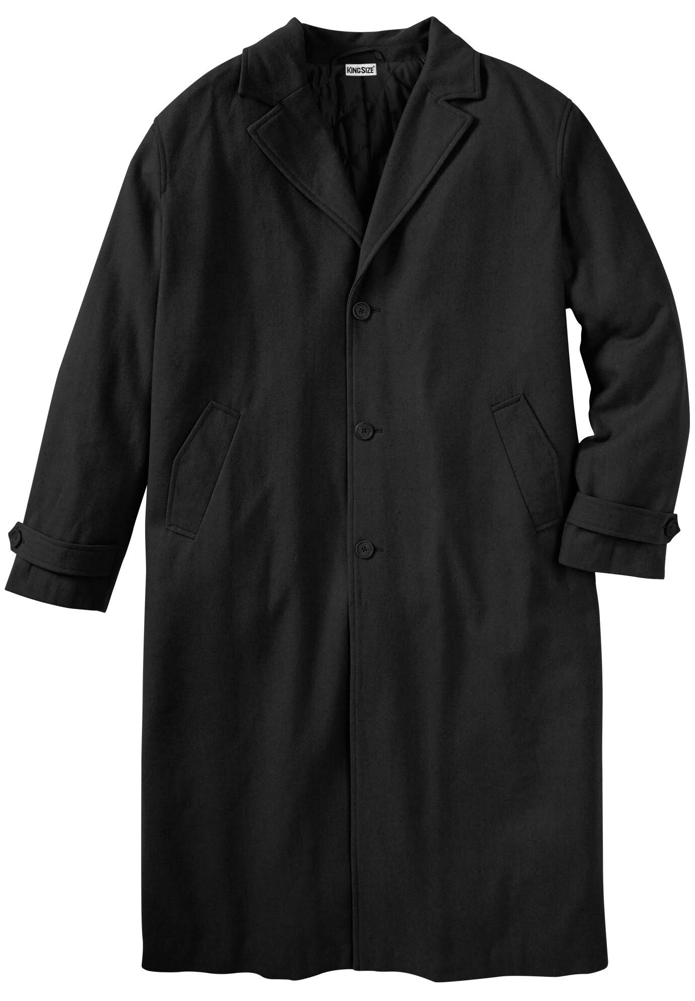 Kingsize Men's Big & Tall Wool-Blend Long Overcoat - Big - 6xl, Black PF_NONNGNIY