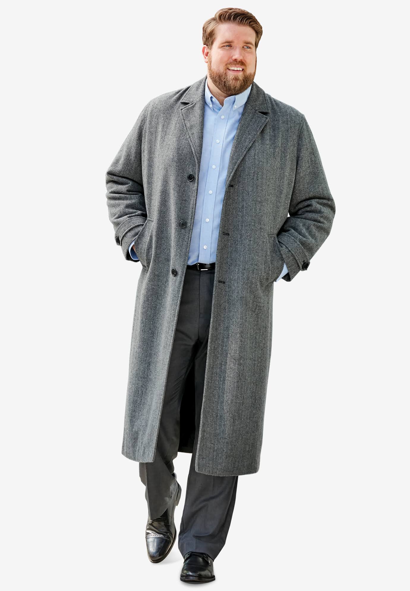 Kingsize Men's Big & Tall Wool-Blend Long Overcoat - Big - 6xl, Black PF_NONNGNIY