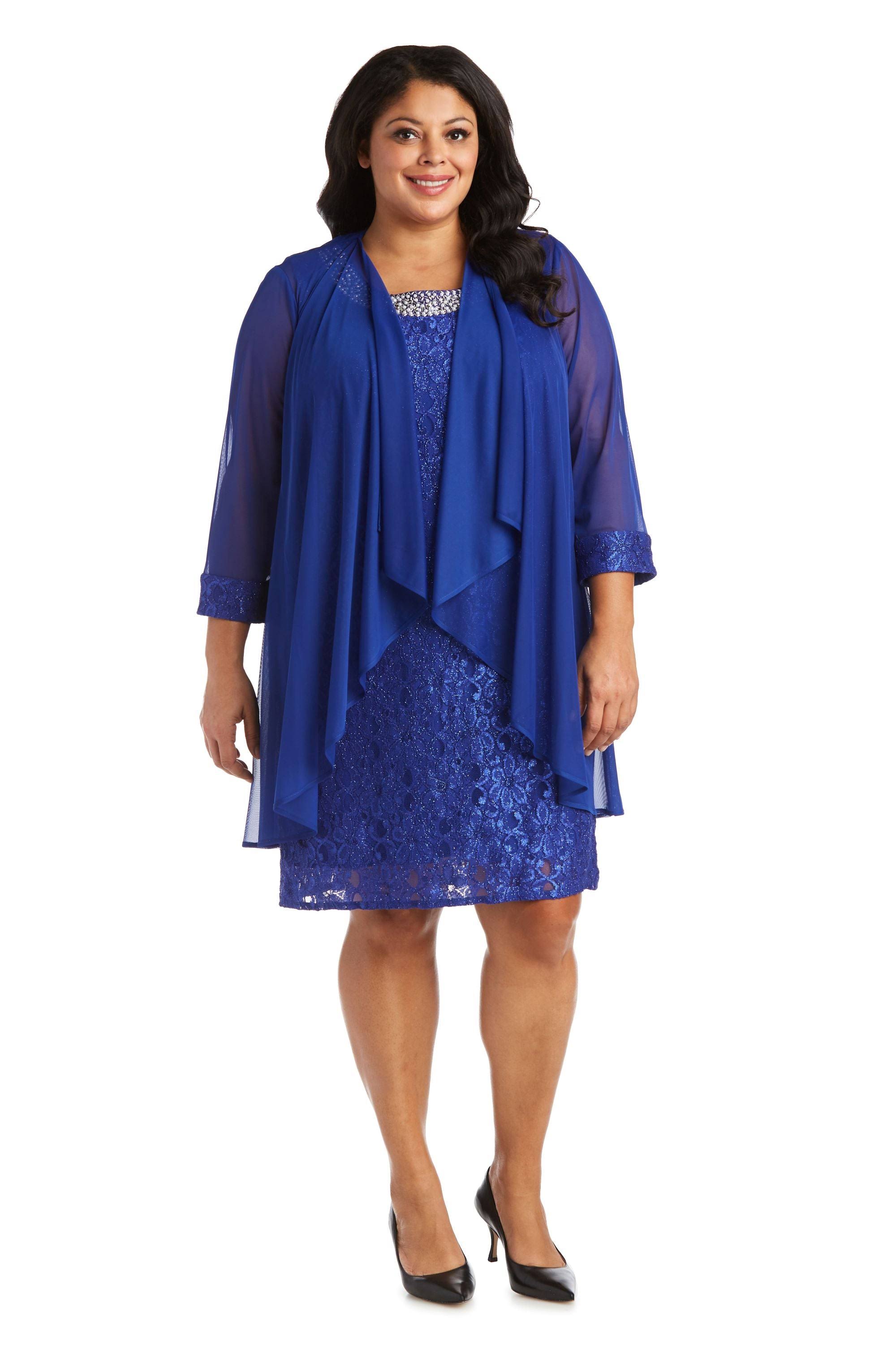 R & M Richards Plus Size Lace Dress & Jacket - Royal BH_4Y3TLGUG