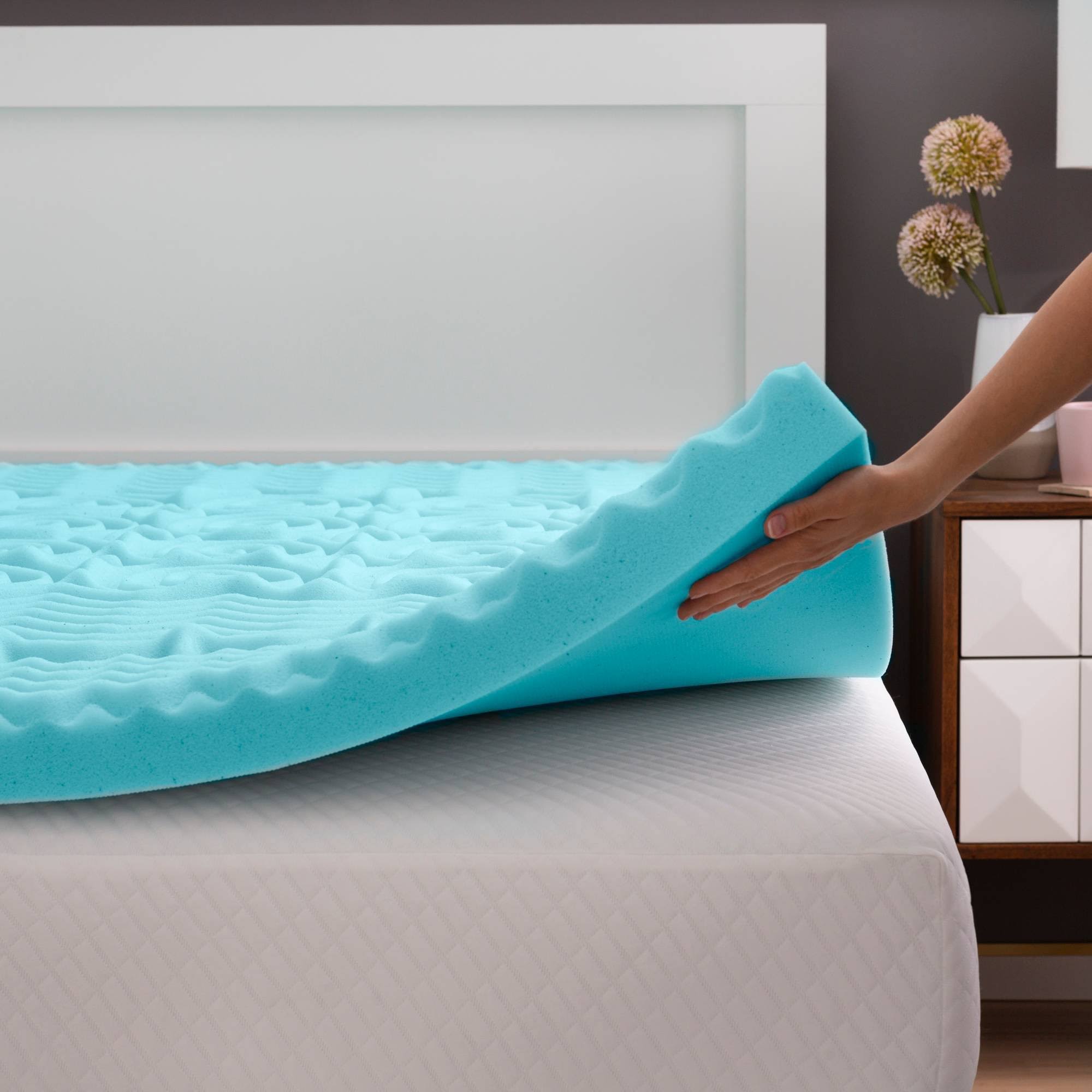 Linenspa Essentials Zoned Gel Memory Foam Mattress Topper - Blue (Twin - 3 Inch) JL_YYSUQMQP