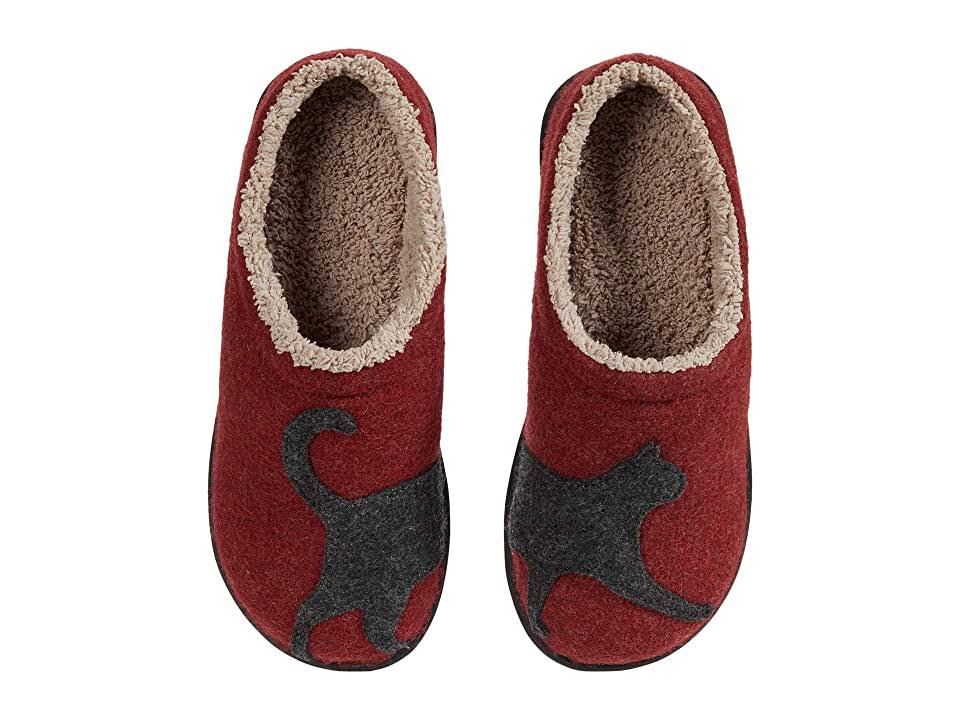 L.L.Bean Daybreak Scuffs Motif Women's Slippers Deepest Red/Charcoal Cat : 11 B - KF_HBL4JQYR