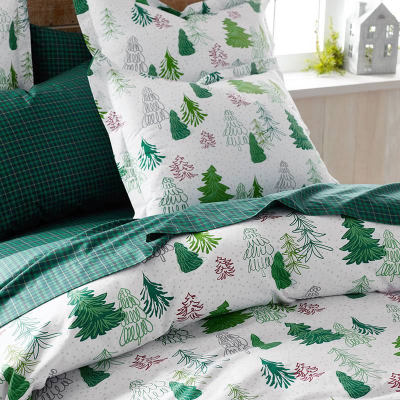 The Company Store Company Cotton Holiday Trees White Multi Twin Cotton Percale Duvet DC_I2LMTCJW