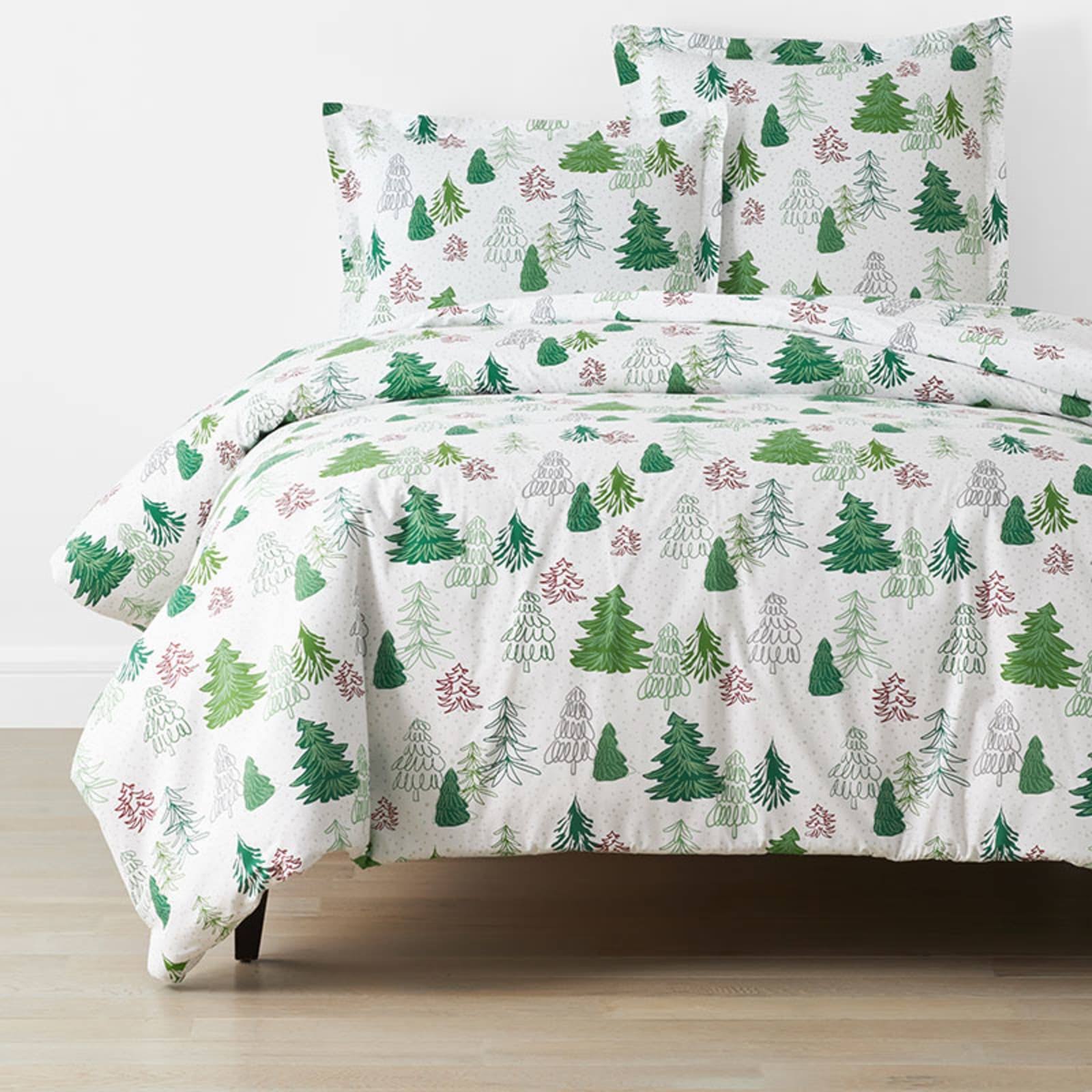 The Company Store Company Cotton Holiday Trees White Multi Twin Cotton Percale Duvet DC_I2LMTCJW