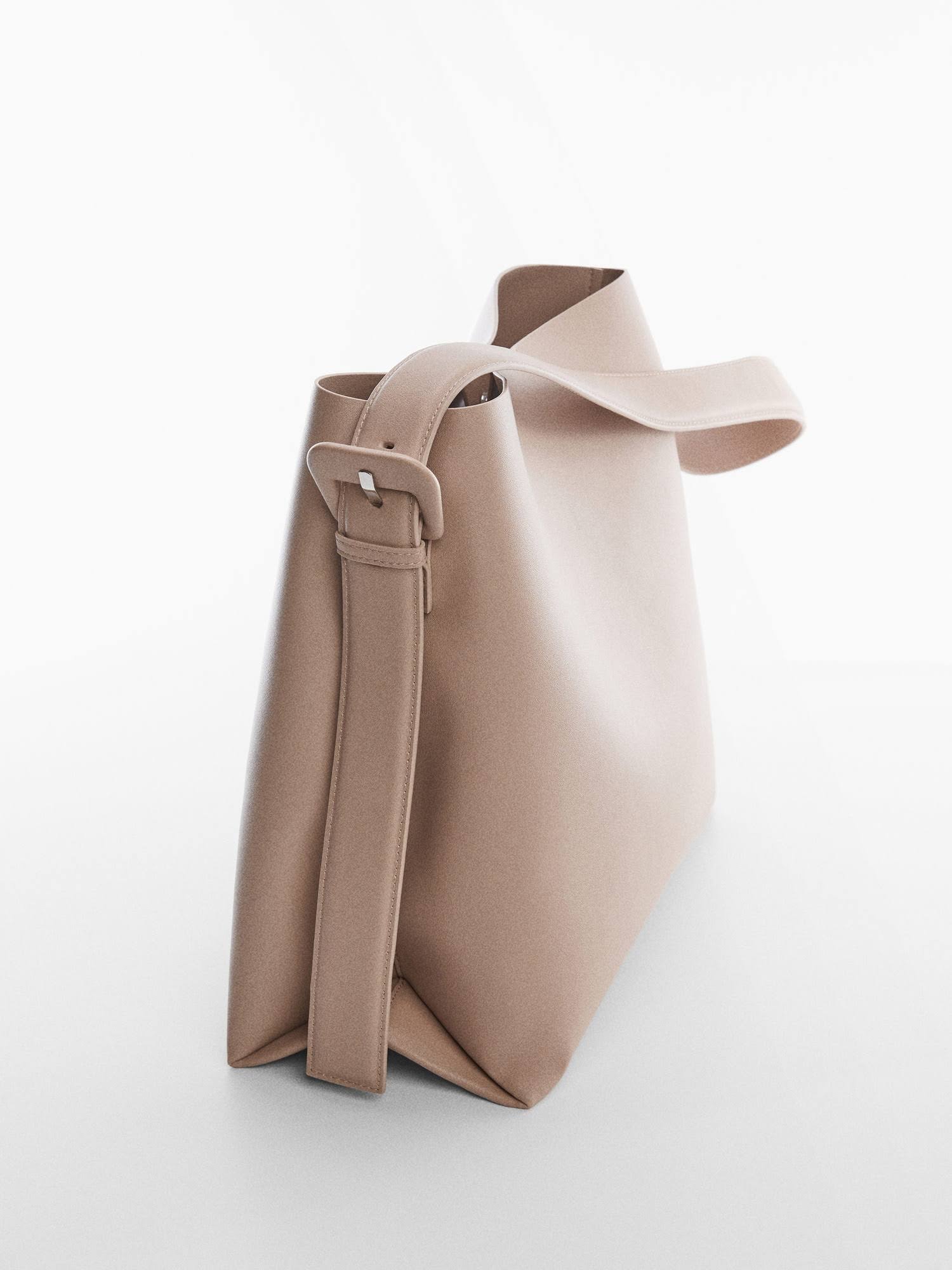 Mango - Shopper Bag With Buckle Light/Pastel Brown - One Size - 91_9GDSJP5O