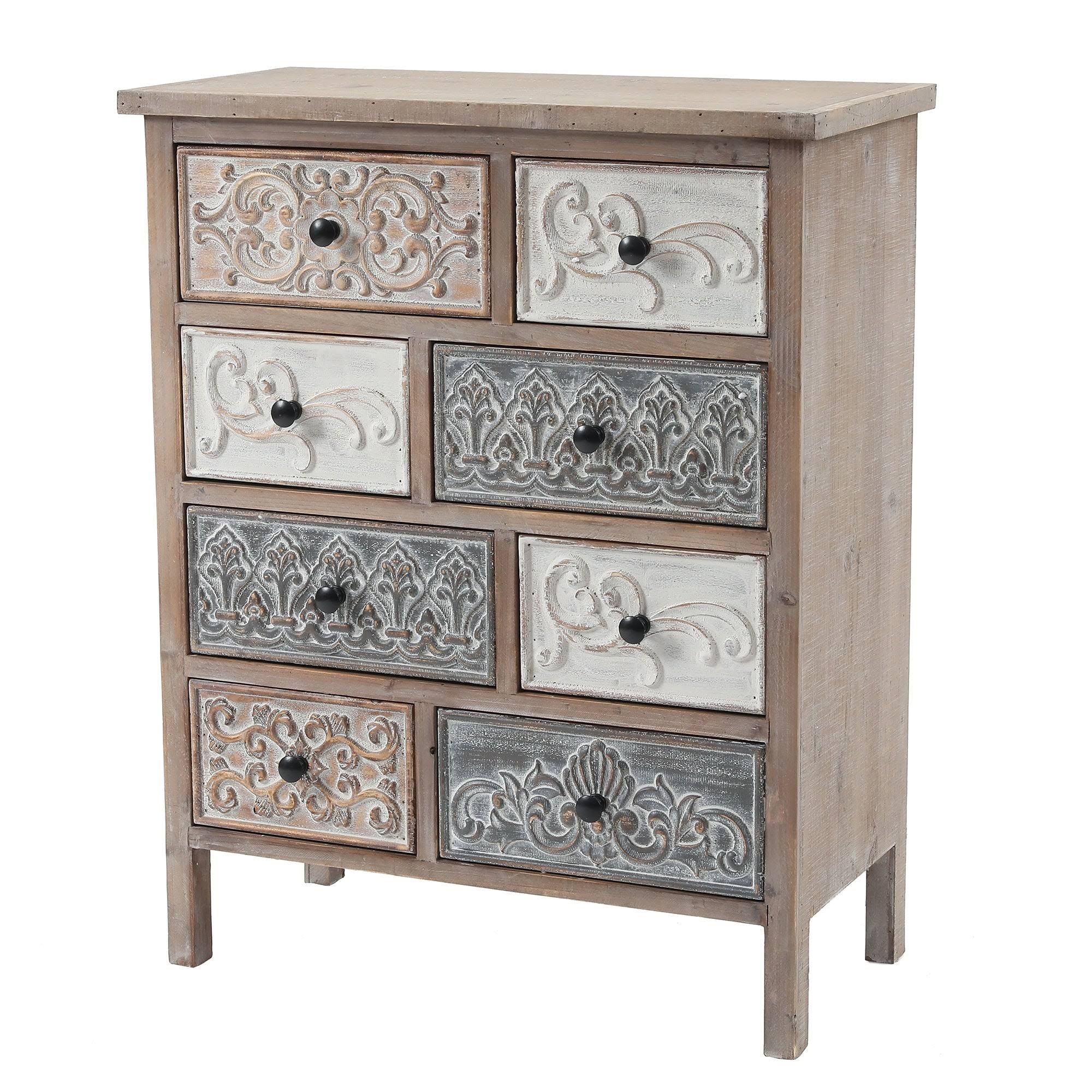 The Curated Nomad Brewa Varied Rustic Carved Wood 8-Drawer Chest - 32.09 H X 25.78 W X 12.6 WH_KRU2FQZG
