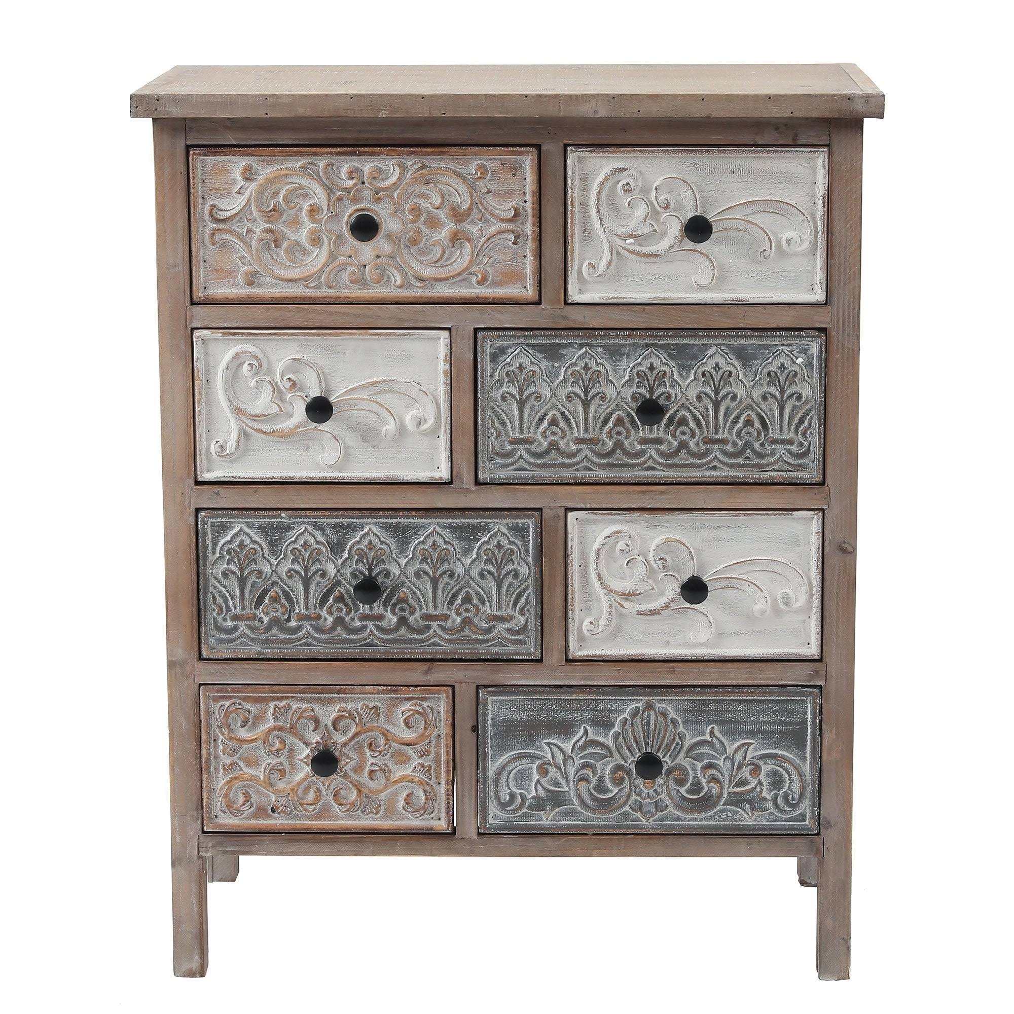 The Curated Nomad Brewa Varied Rustic Carved Wood 8-Drawer Chest - 32.09 H X 25.78 W X 12.6 WH_KRU2FQZG