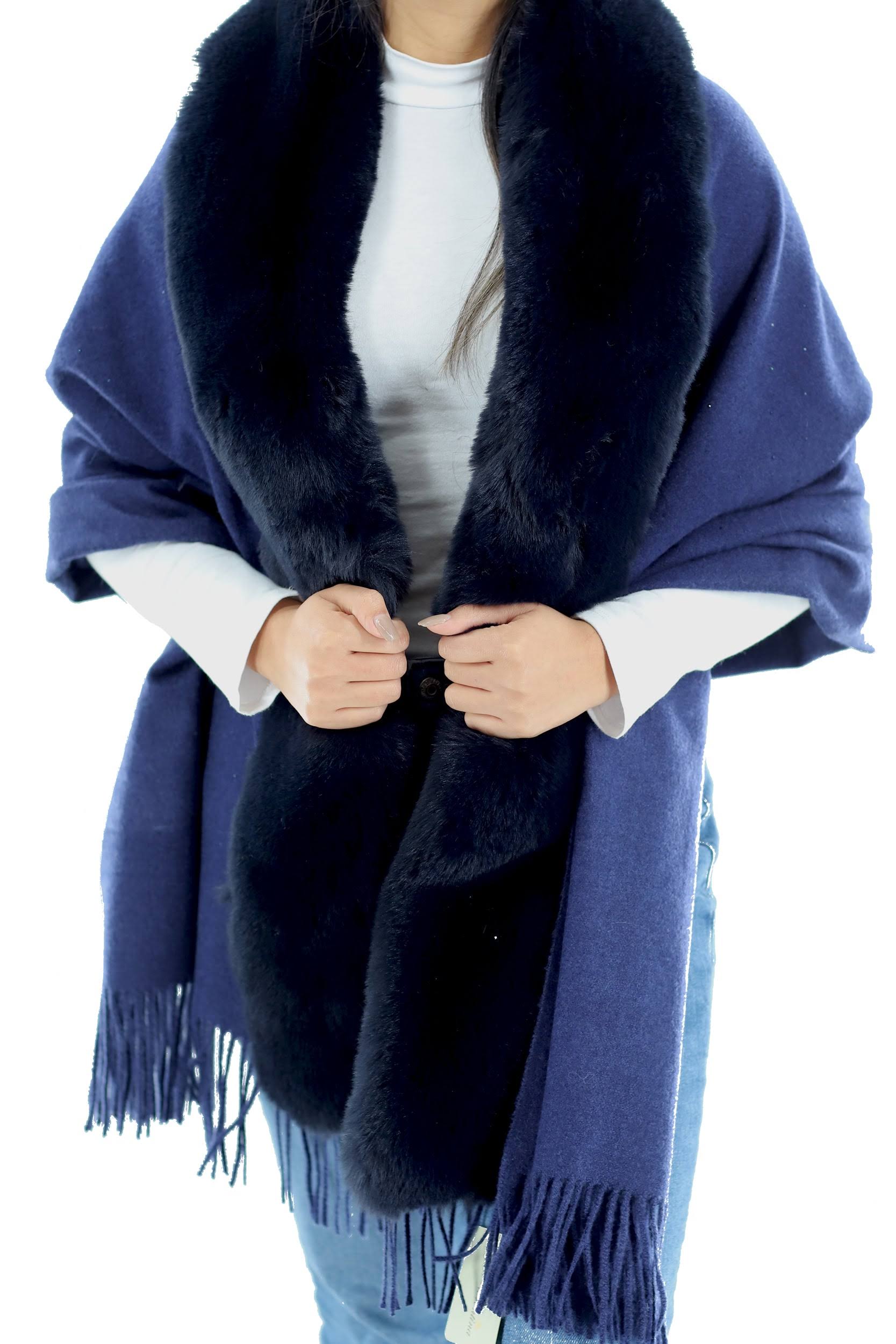 La Fiorentina Embellished Faux Fur Trim Wrap In Black At Nordstrom NJ_AMTAOGHP