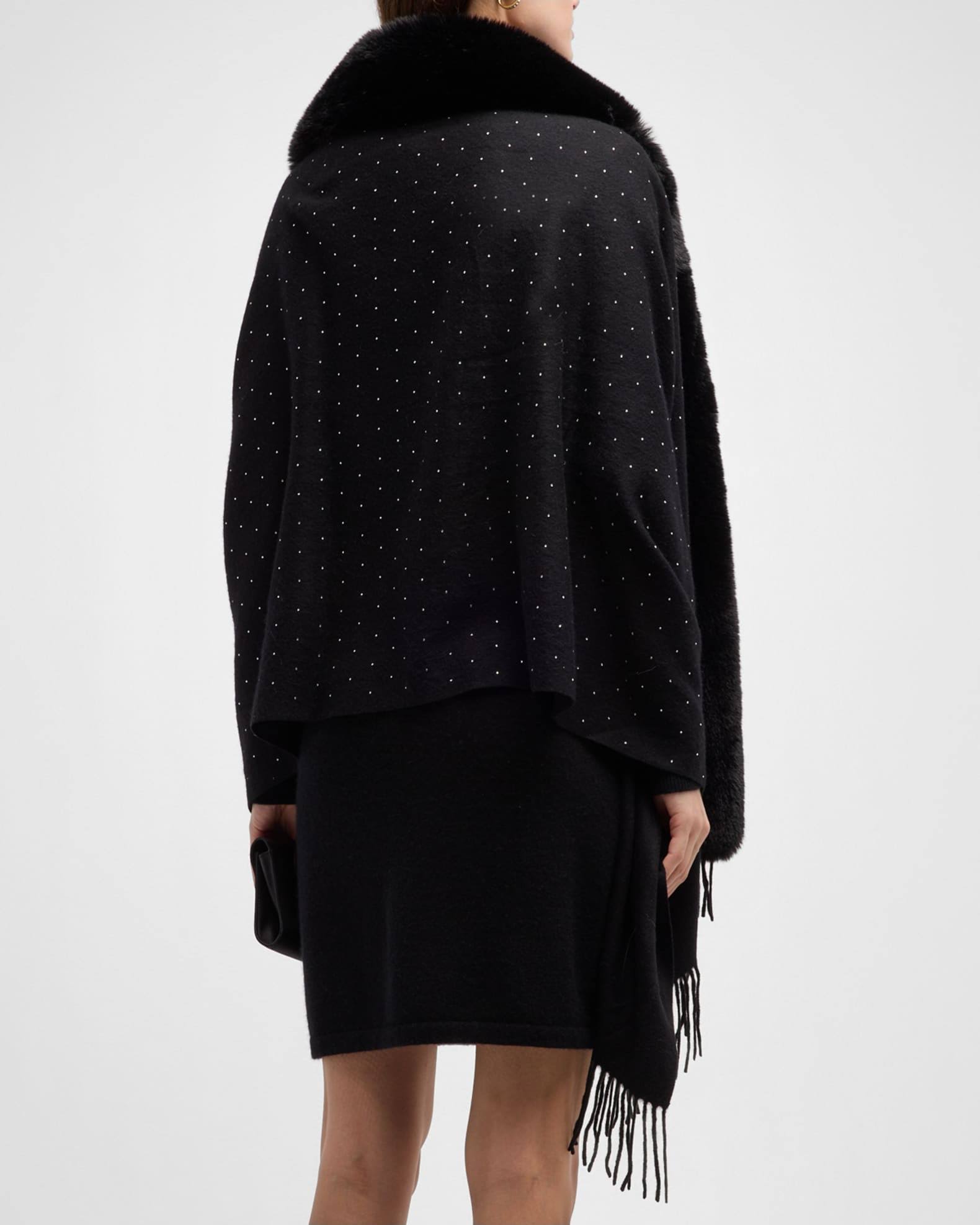 La Fiorentina Embellished Faux Fur Trim Wrap In Black At Nordstrom NJ_AMTAOGHP