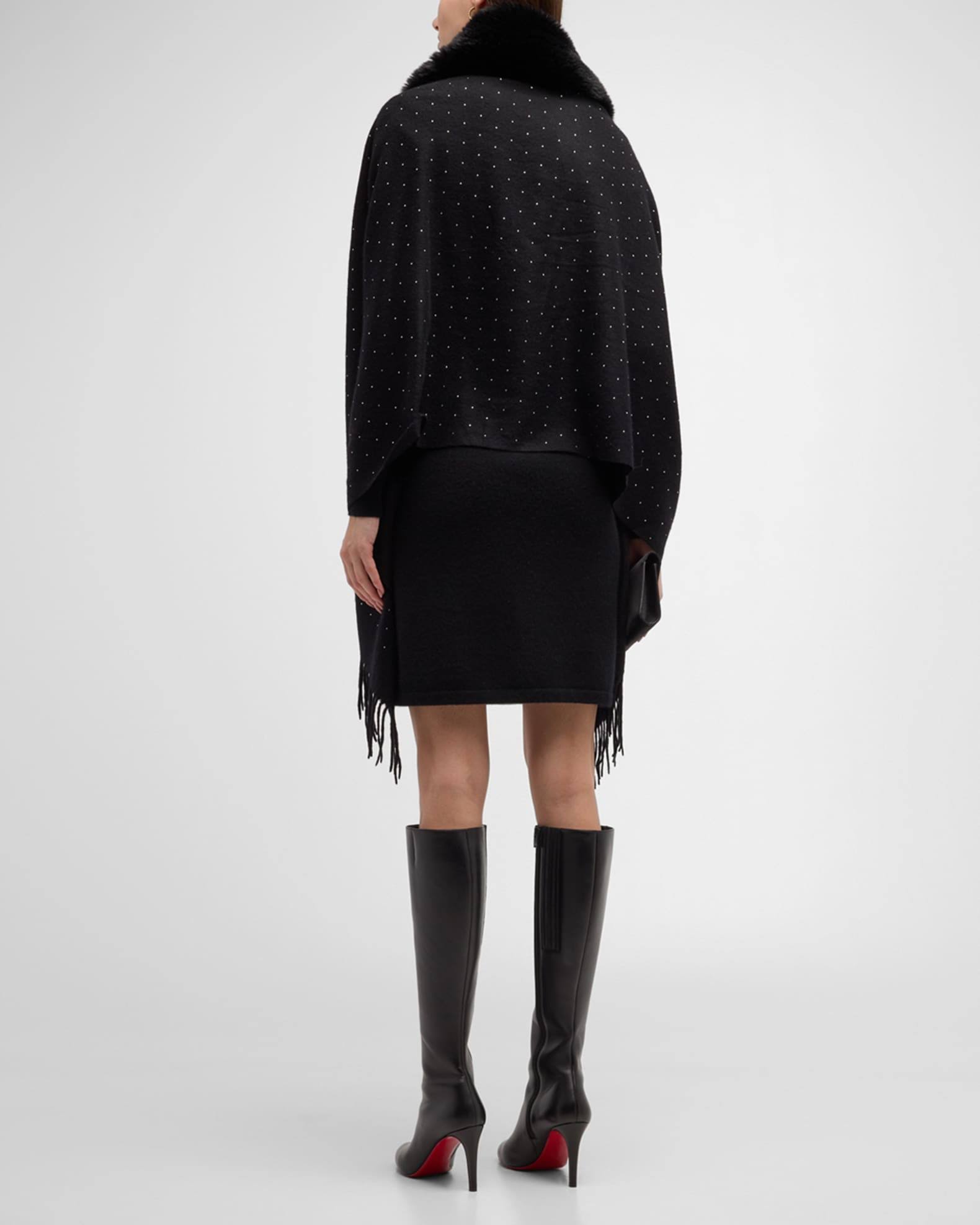 La Fiorentina Embellished Faux Fur Trim Wrap In Black At Nordstrom NJ_AMTAOGHP