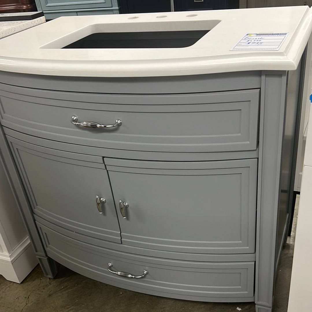 Home Decorators Collection Dacosti 36 In. W Bath Vanity In Pebble Gray With Marble Vanity Top In Carrara With White 2Z_E8K0AEI1