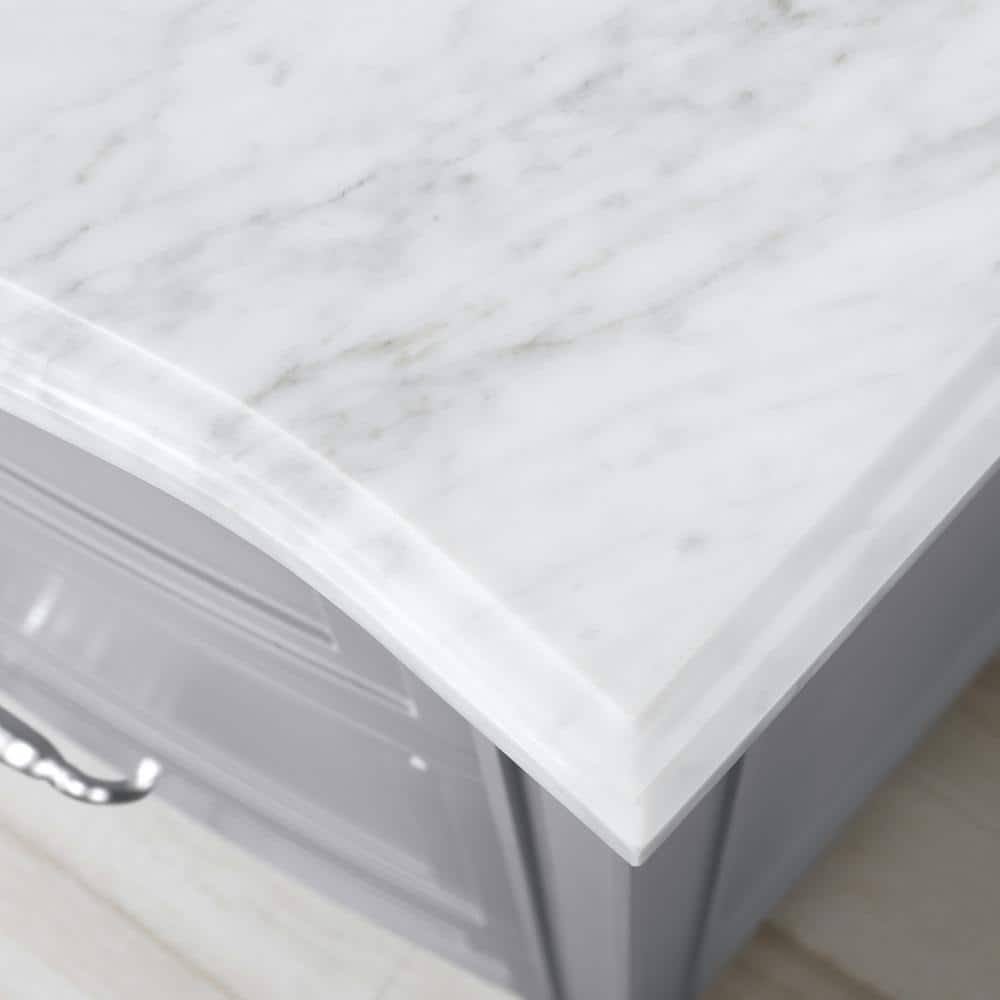Home Decorators Collection Dacosti 36 In. W Bath Vanity In Pebble Gray With Marble Vanity Top In Carrara With White 2Z_E8K0AEI1