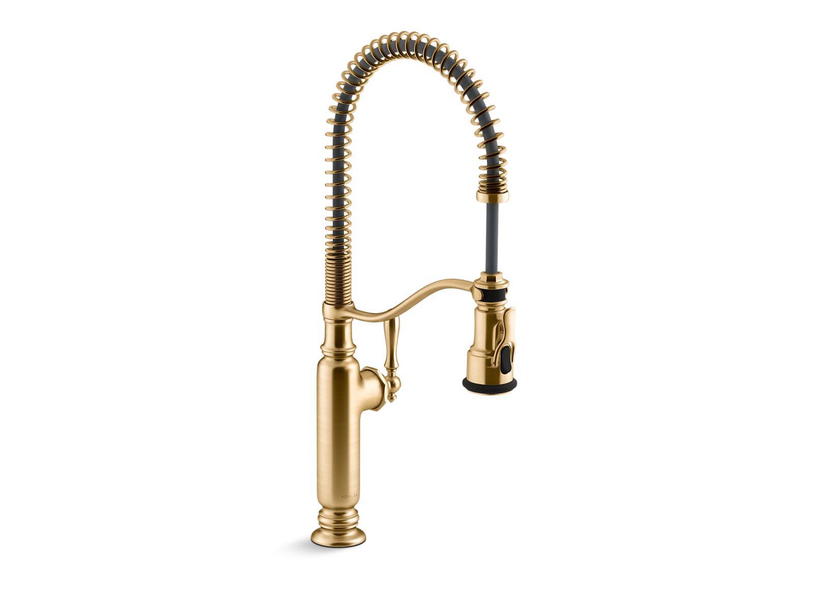 Kohler K-77515-Af Vibrant French Gold Tournant Semi-Professional Kitchen Sink Faucet With Three-Function 4O_G8BSFCQP