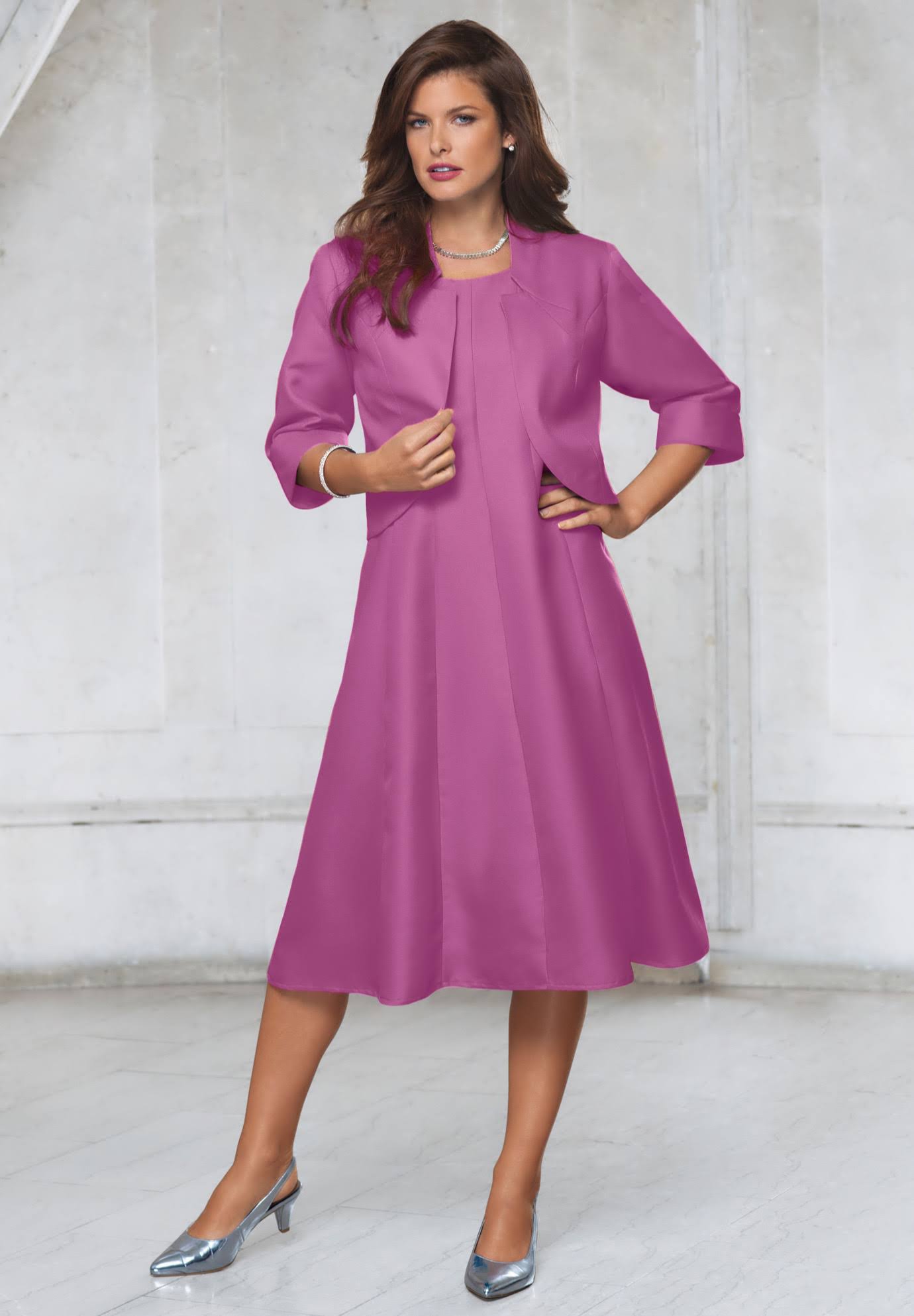 Plus Size Women's Fit-And-Flare Jacket Dress By Roaman's In Navy (Size 22 W) 95_KPKILFOT