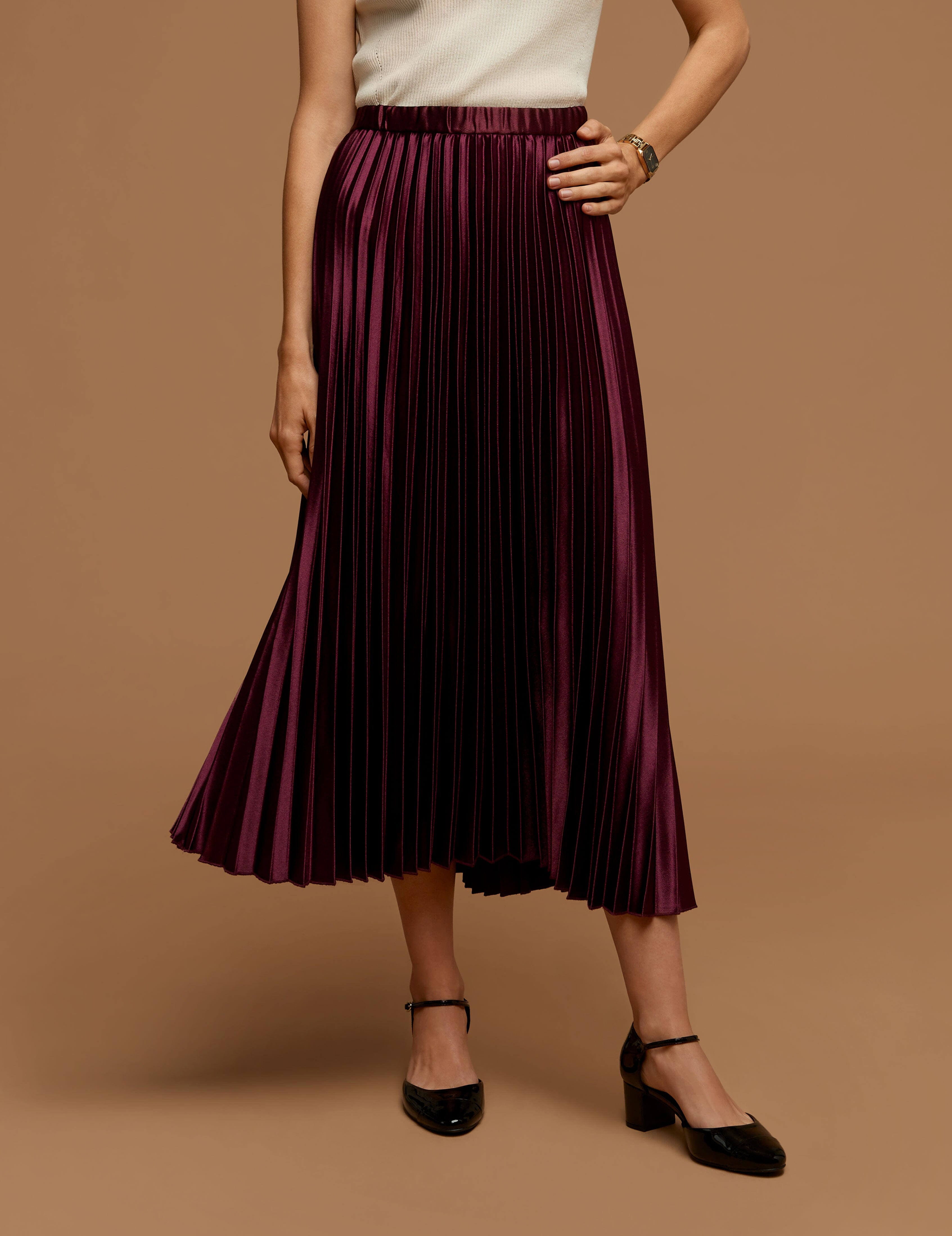 Anne Klein Pull On Pleated Skirt Chianti / QS_BMHLDZ8U