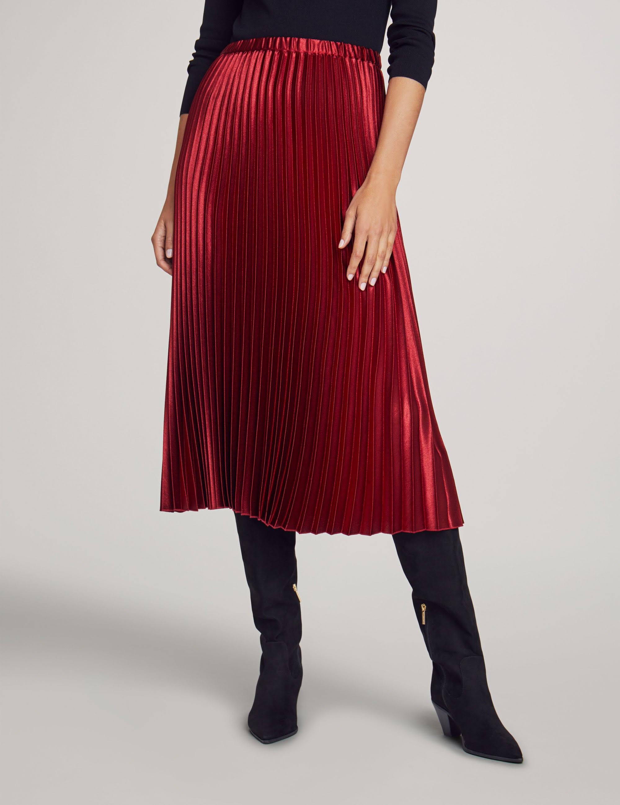 Anne Klein Pull On Pleated Skirt Chianti / QS_BMHLDZ8U
