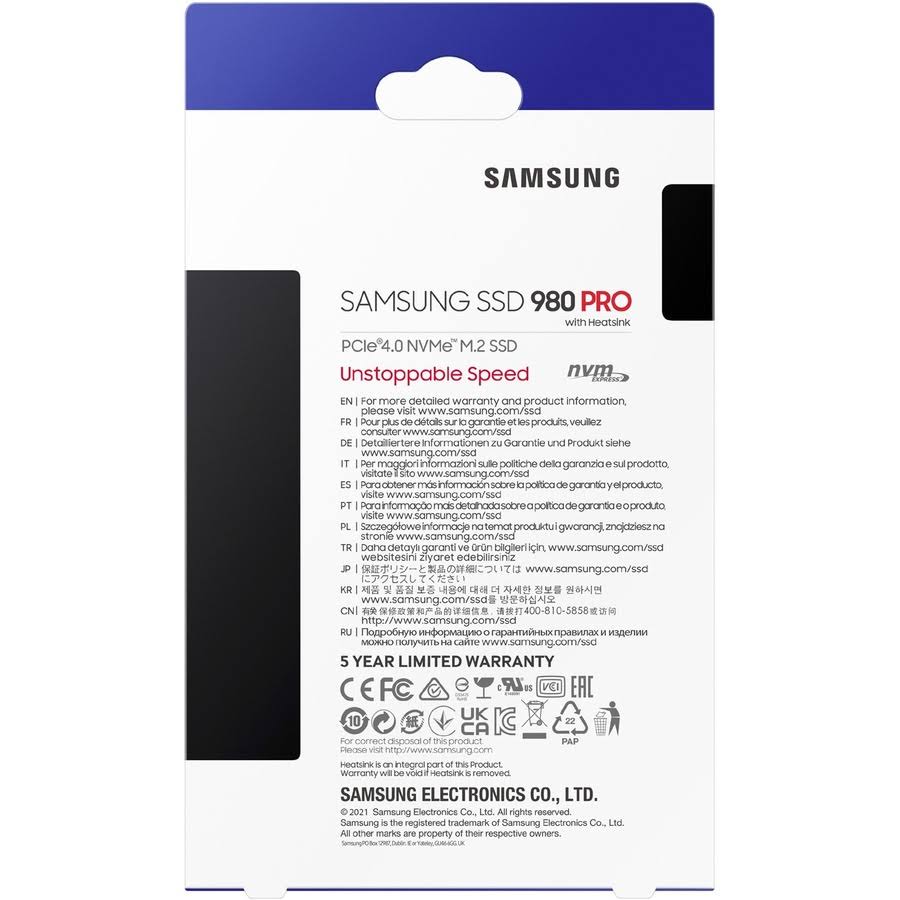 Samsung 980 Pro Heatsink M.2 2280 1tb Pci-Express 4.0 X4 - Internal Solid State Drive (Ssd) - Mz-CT_P00ZG7VS