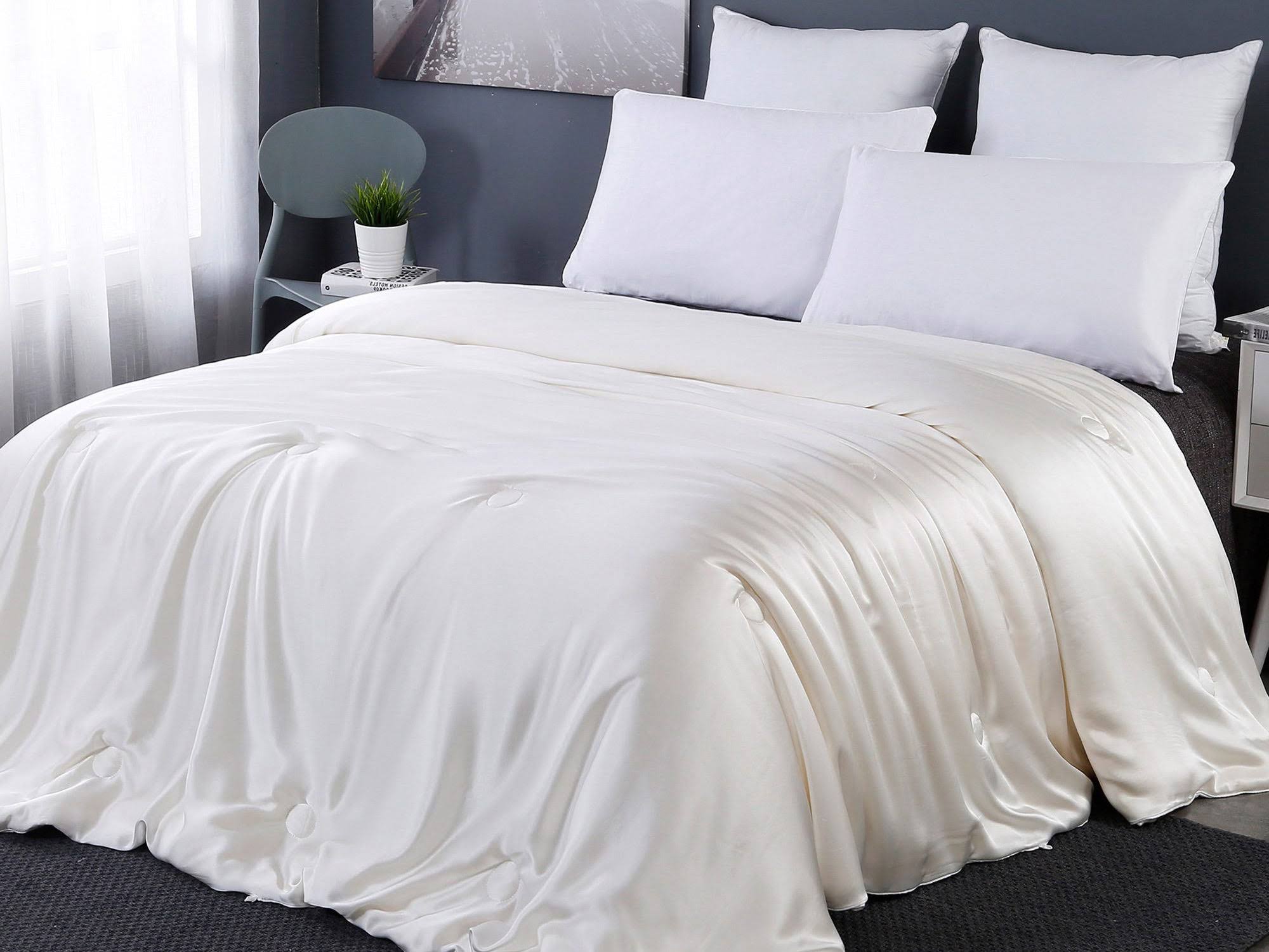Lilysilk All Season Silk Comforter Silk Cover - White - Queen (87x90 Inch, Silk Weight:1.75kg) WL_2YI9RVCQ