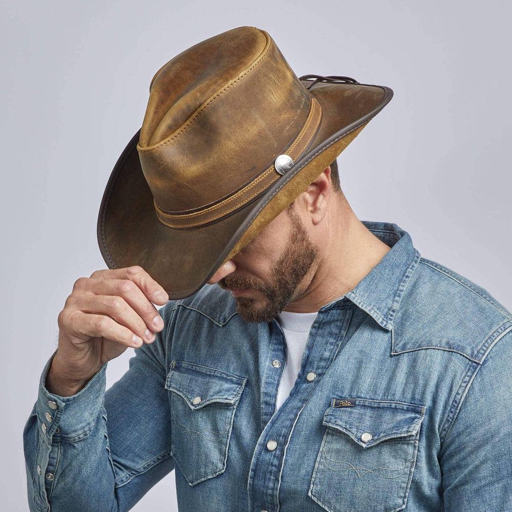 New American Hat Makers Cyclone-Ranger Band Western Cowboy Leather Hats, Burnt DC_NYISTTFA