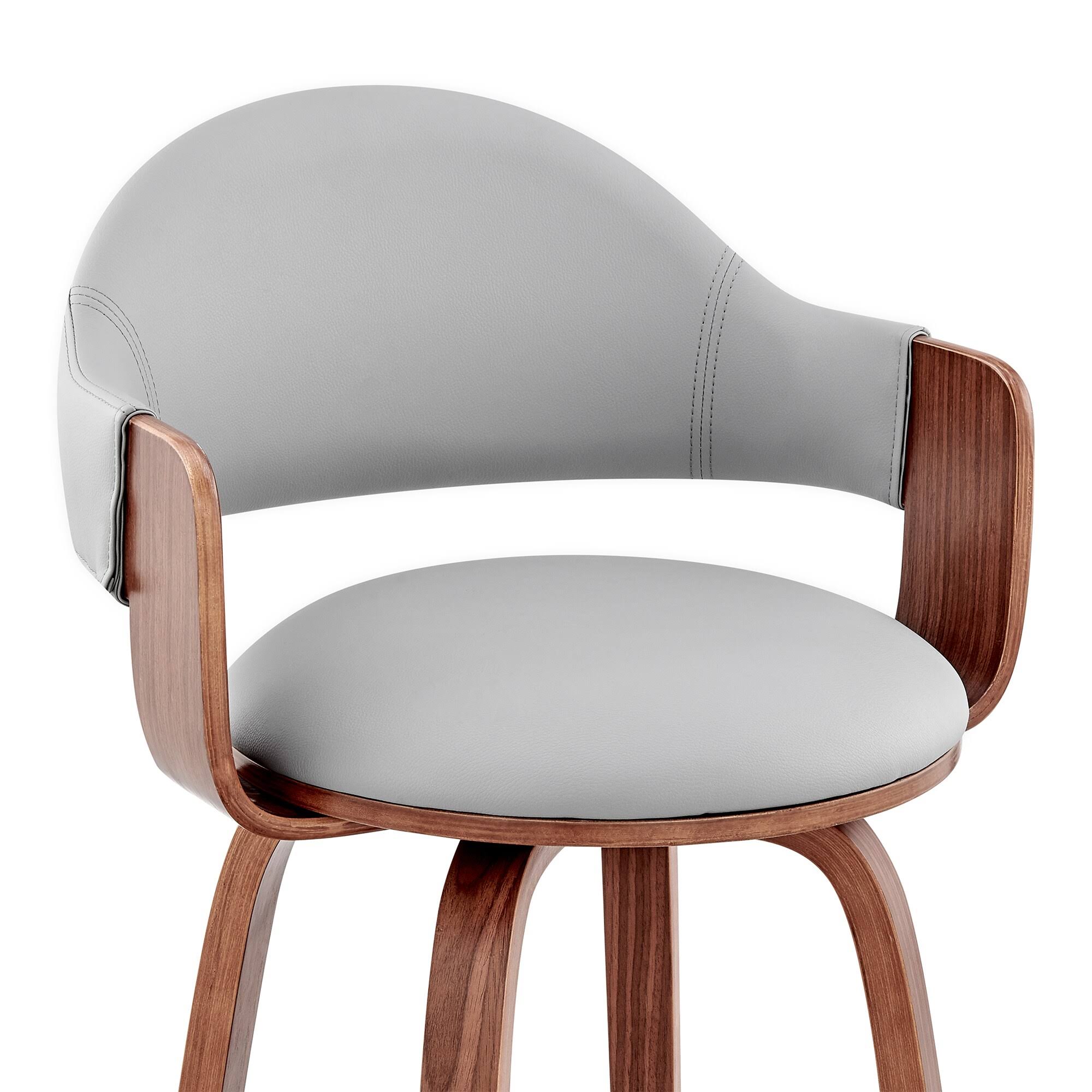 Armen Living Daxton 26 Gray Faux Leather And Walnut Wood Bar PQ_RNRKBRWB