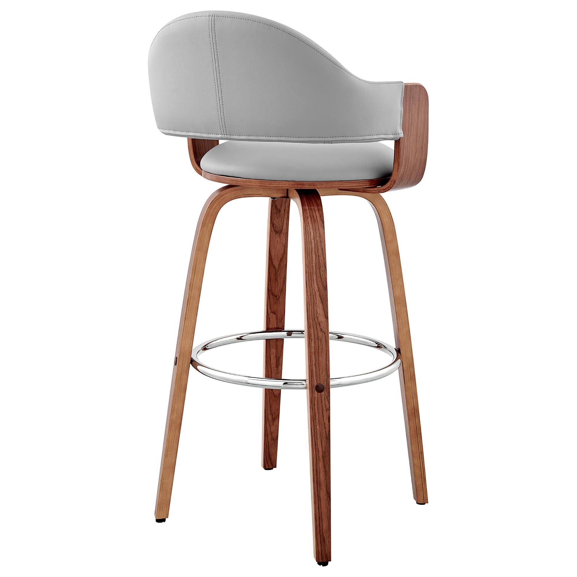 Armen Living Daxton 26 Gray Faux Leather And Walnut Wood Bar PQ_RNRKBRWB