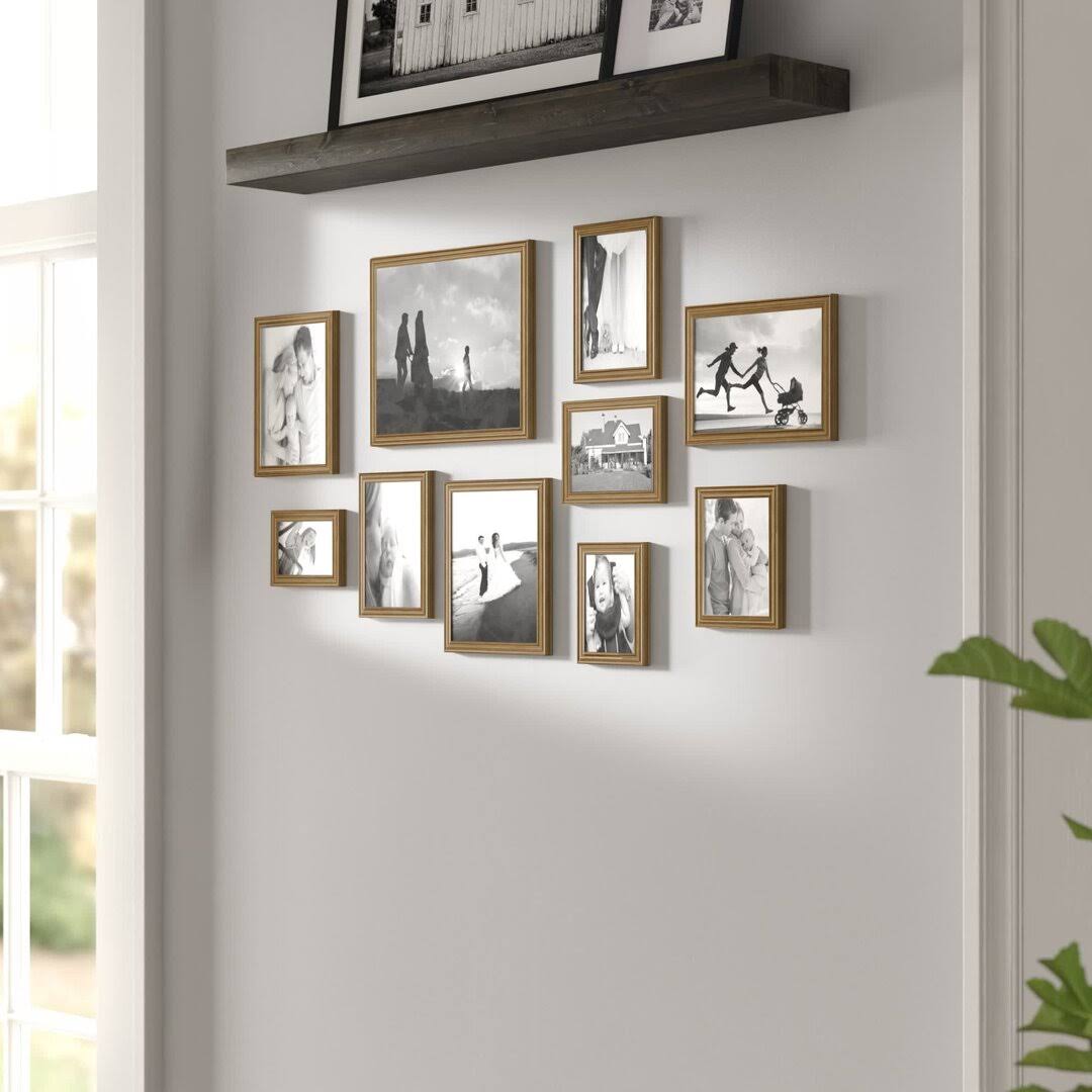 10 Piece Rayburn Gallery Picture Frame Set Three Posts Color: White Wash/Charcoal Gray/Rustic WK_C7TCTA4Y