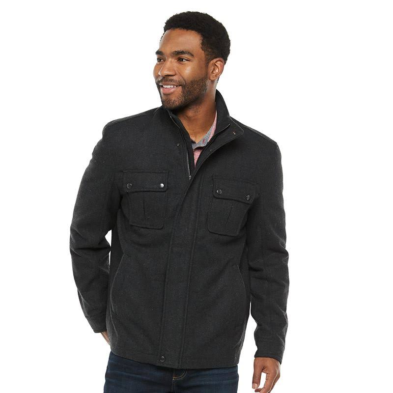 Victory Men's Wool-Blend Stand-Collar Jacket Black 9E_ZV0GLNFO