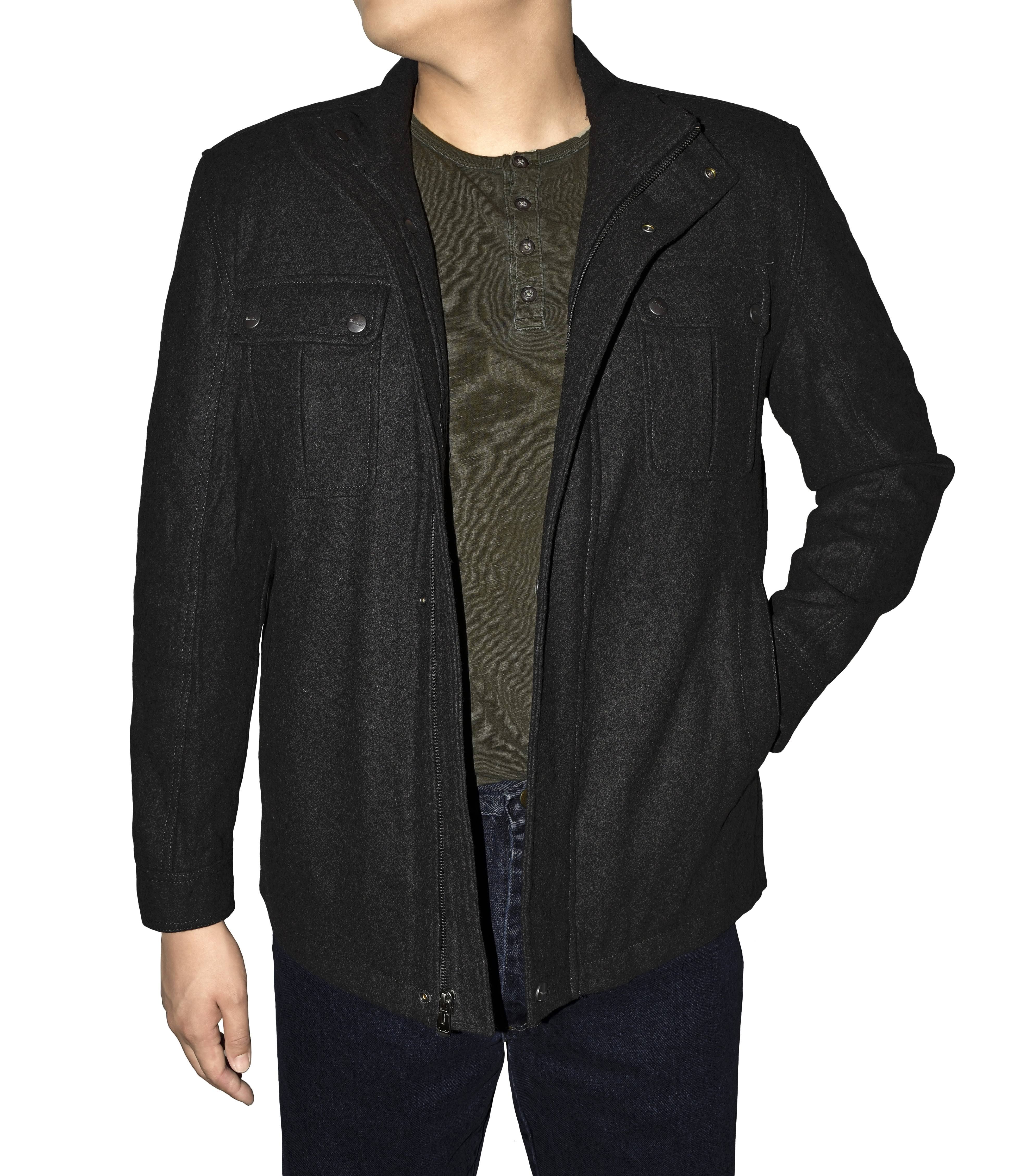 Victory Men's Wool-Blend Stand-Collar Jacket Black 9E_ZV0GLNFO