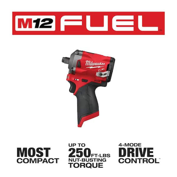 Milwaukee M12 Fuel 12v Lithium-Ion Brushless Cordless Stubby 1/2 In. Impact Wrench With Protective 4N_KBQNBTAE